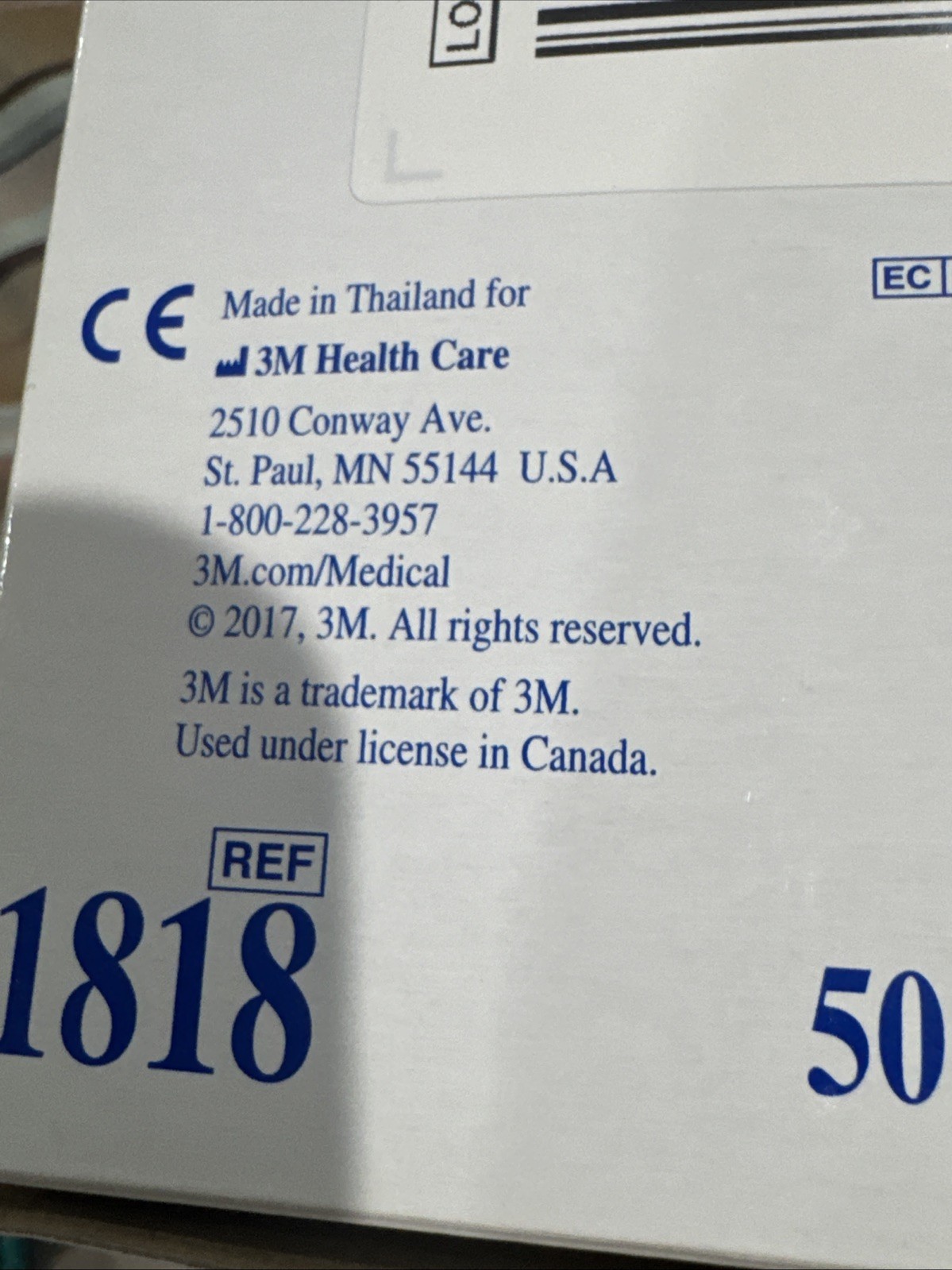 *50-Pieces* 3M Tie-On Surgical EN14683 Type II Blue Face Mask 1818