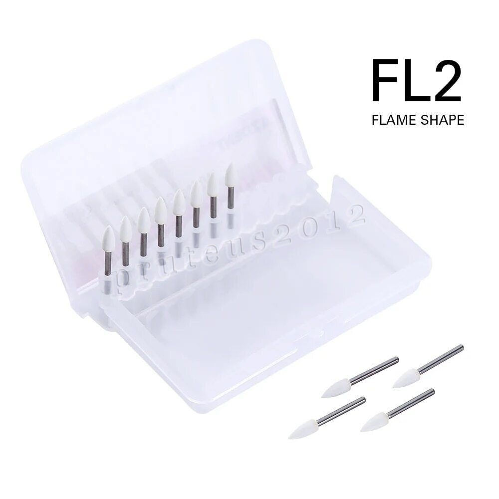 12X Dental White Stone Porcelain Handpiece Polishing Burs High Speed Drill