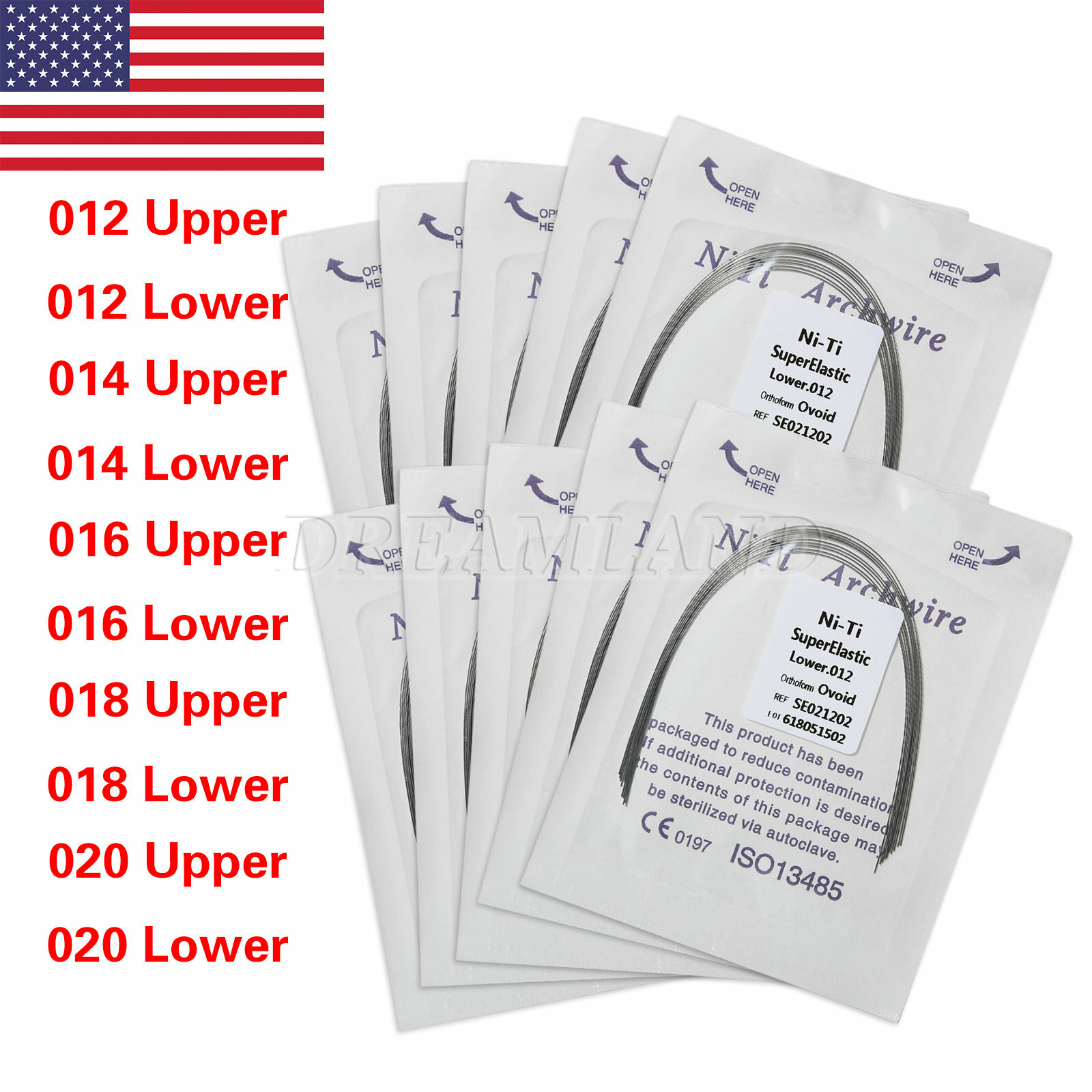 10Packs Dental Orthodontic Super Elastic Niti Arch Wire Round Ovoid Form 8.5USD