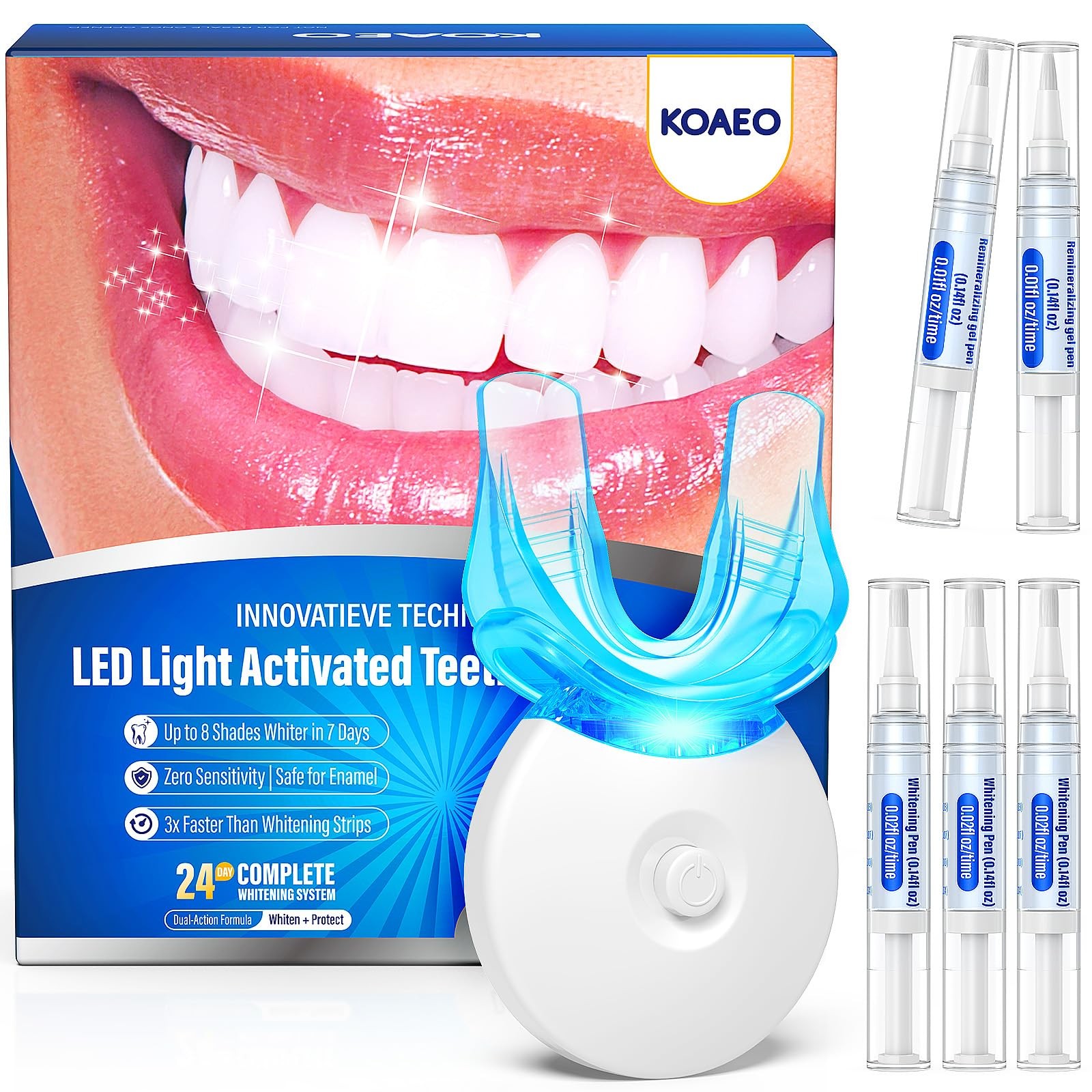 Teeth Whitening Kit with LED Light – 3 0.68 Fl Oz (Pack of 1), White