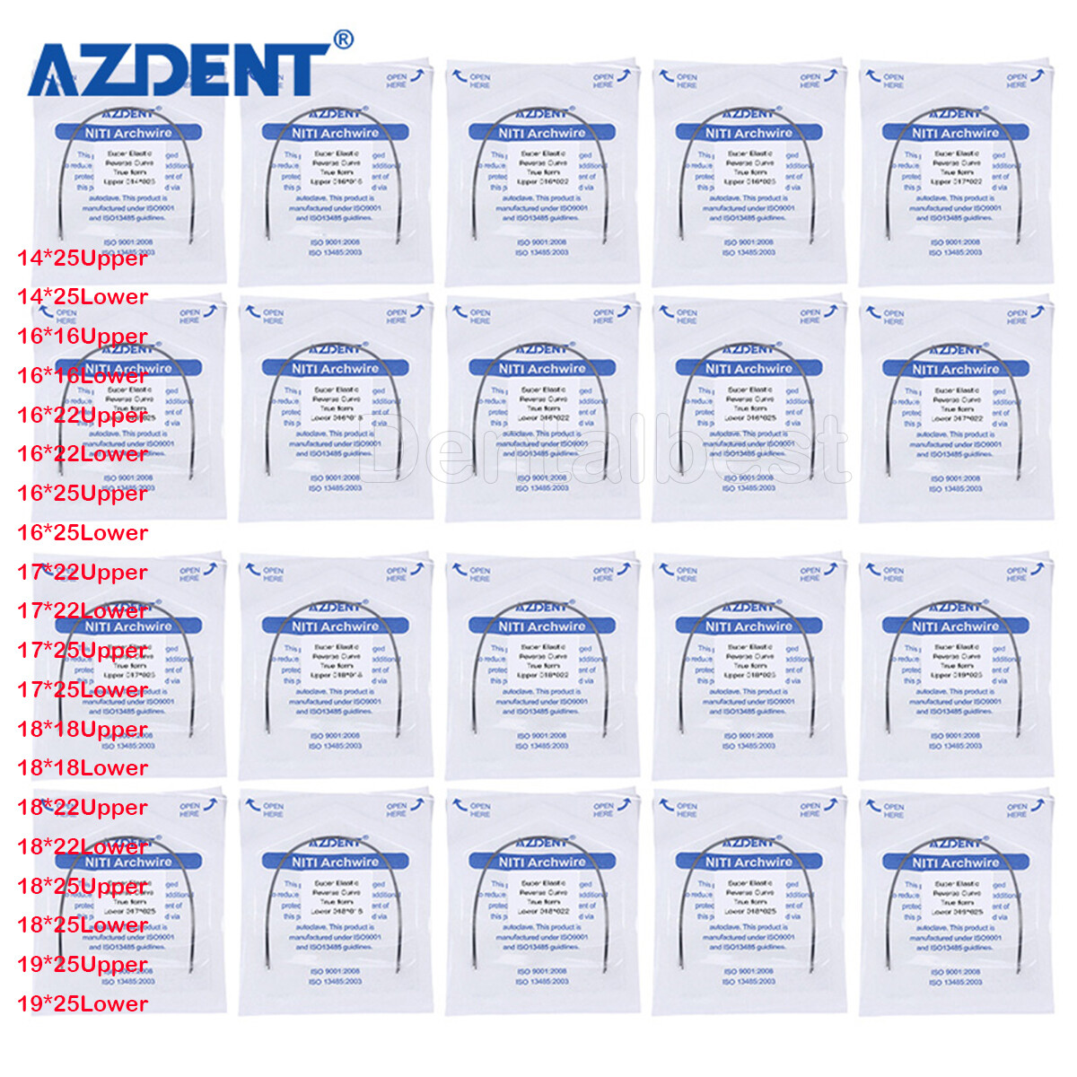 AZDENT Dental arcos de ortodoncia niti super elástico rectángulos ovoide forma