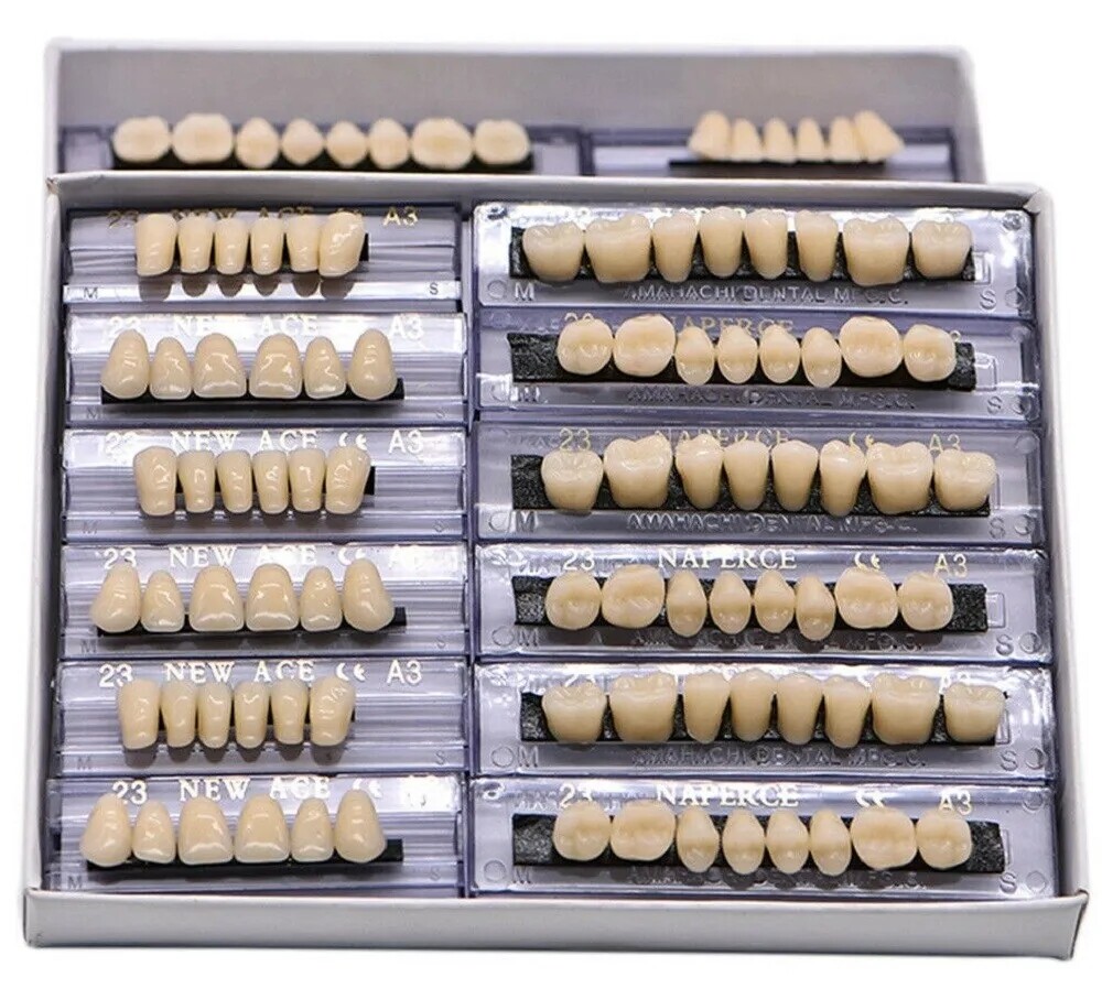 168X Acrylic Resin A1/A2/A3 Dental Denture Teeth Upper Lower Shade 22/23/24# HOT