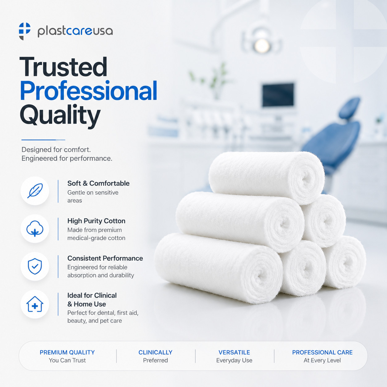 Cotton Gauze Rolls for Teeth Nose Plugs or Mouth Tooth Dental Kit (Choose Qty)