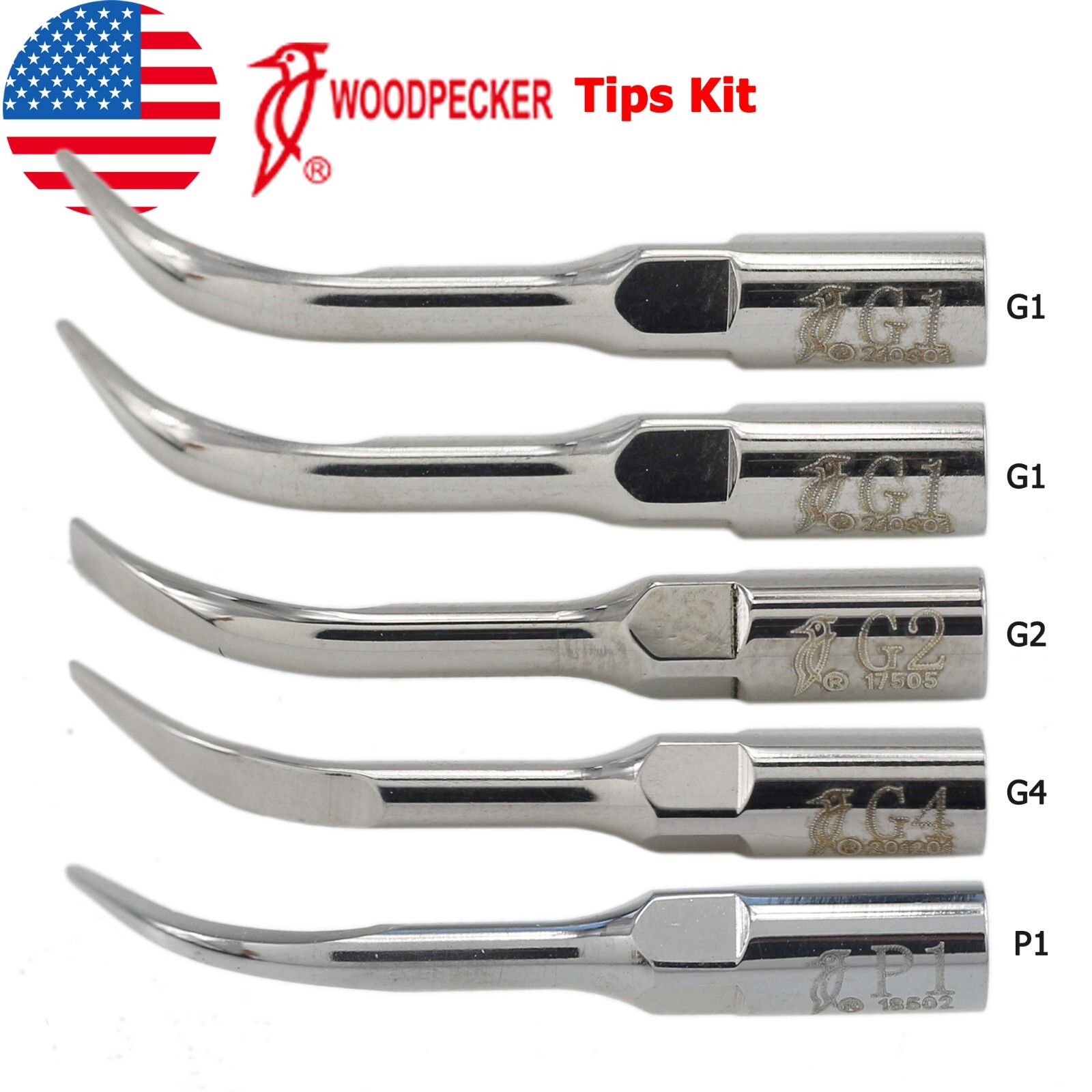 Woodpecker DTE Dental Ultrasonic Scaler Piezo Handpiece HW-5L HD-7L Tips G1 GD1