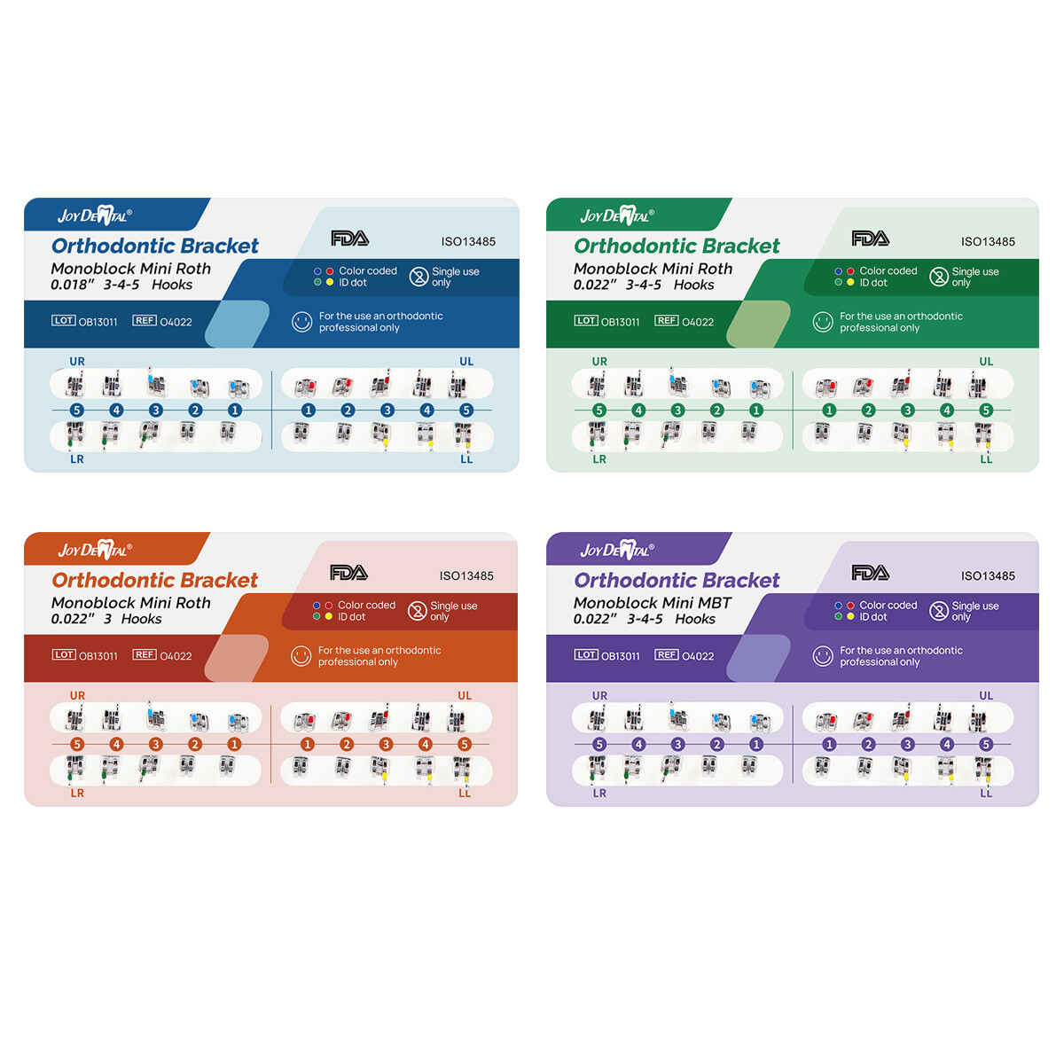 Dental Orthodontic Brackets Braces MIM Mini Roth/MBT 018/022 Hooks 3/345 USA
