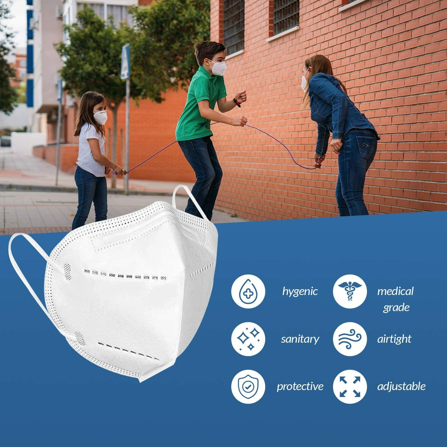 10/50/100/200 PCS KN95 Protective 5 Layer Face Mask Disposable Respirator KN95