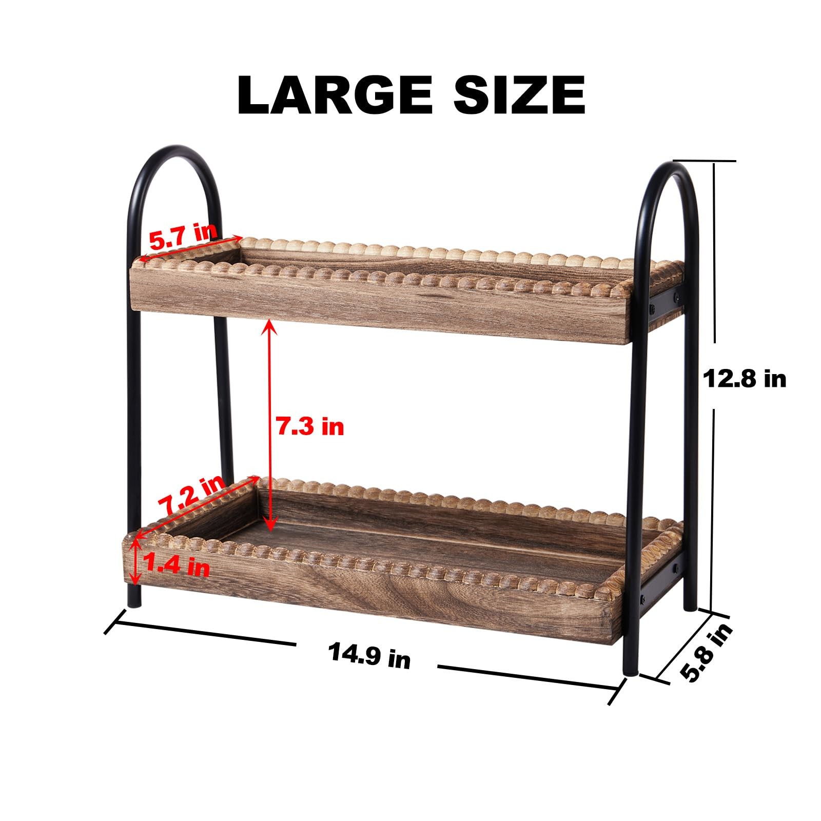 BDBDYEAY 2-Tier Wood Bathroom Countertop Organizer Vanity Storage Farmhouse