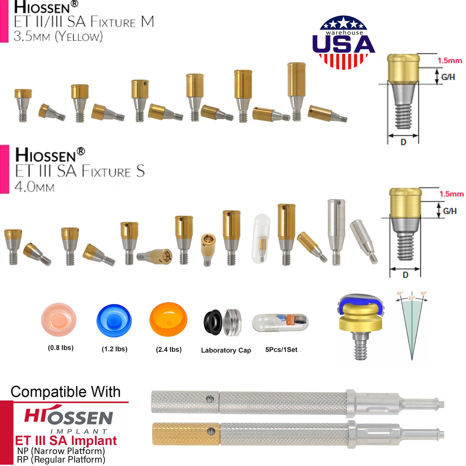 US Dental Locator Overdenture Abutment & Accessories Compatible Multiple Implant