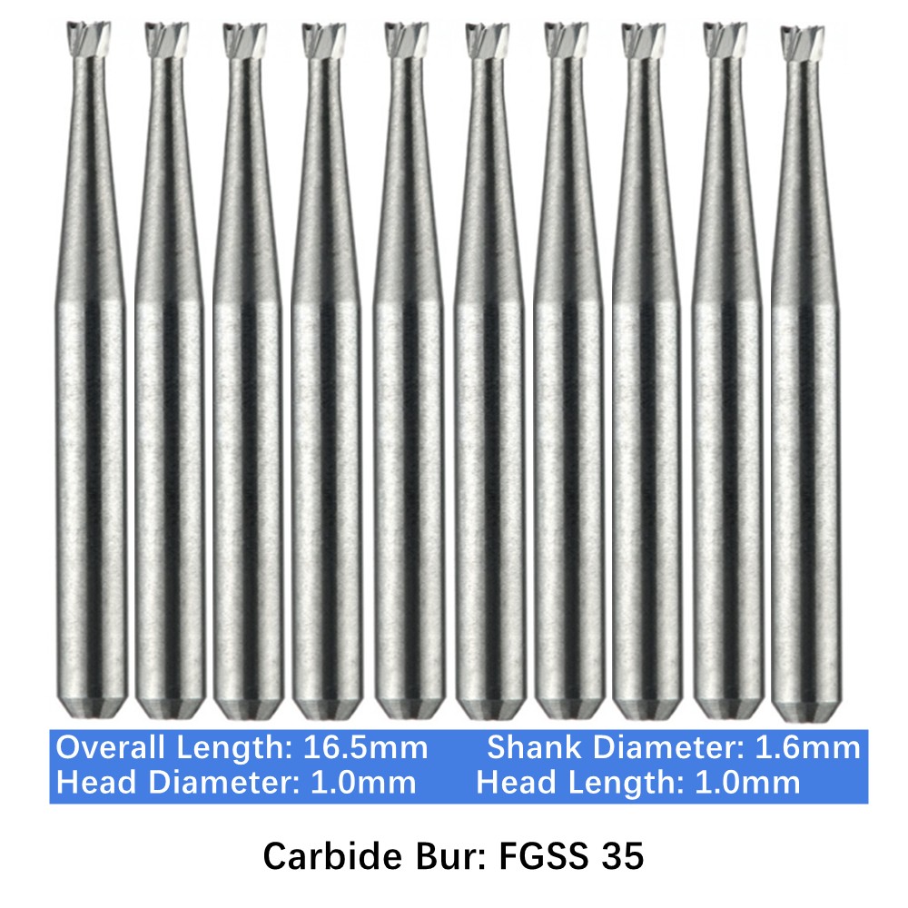 Vakker 10pc Dental Carbide Bur Short FG SS 35 Friction Grip Inverted Cone Bur