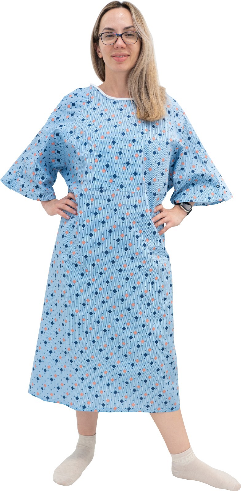 3 Pack – Unisex Hospital Gown IV Snap Sleeves – Fits Small to 2XL