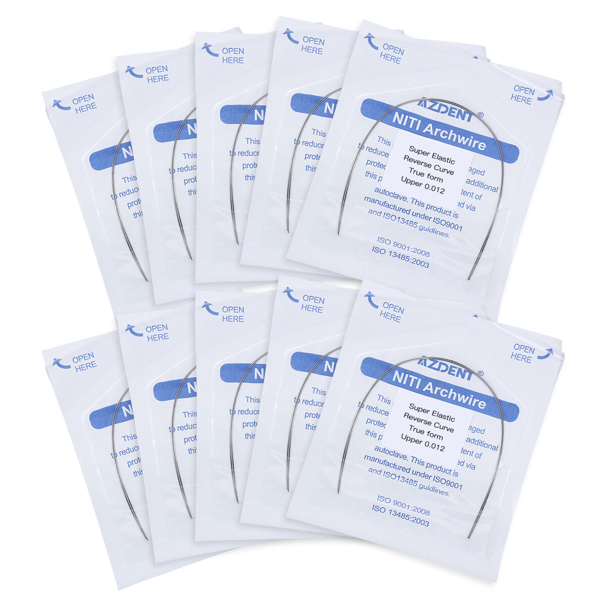 2pcs AZDENT Orthodontic Super Elastic NITI Reverse Curve True Round Arch Wire