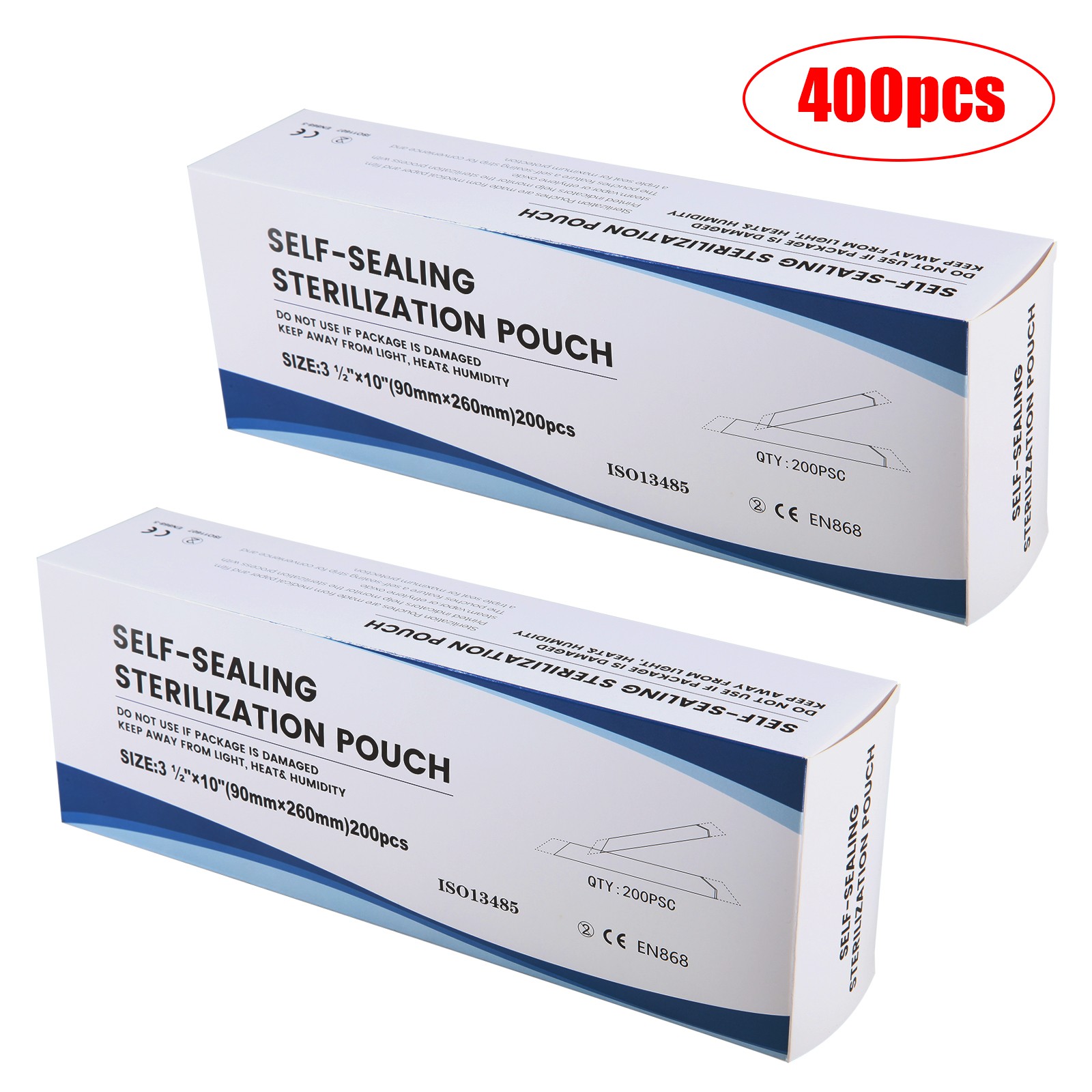 400 3.5″ x 10″ Self-Sterilization Pouches Autoclave Bags Dental Tattoo, 2 Box
