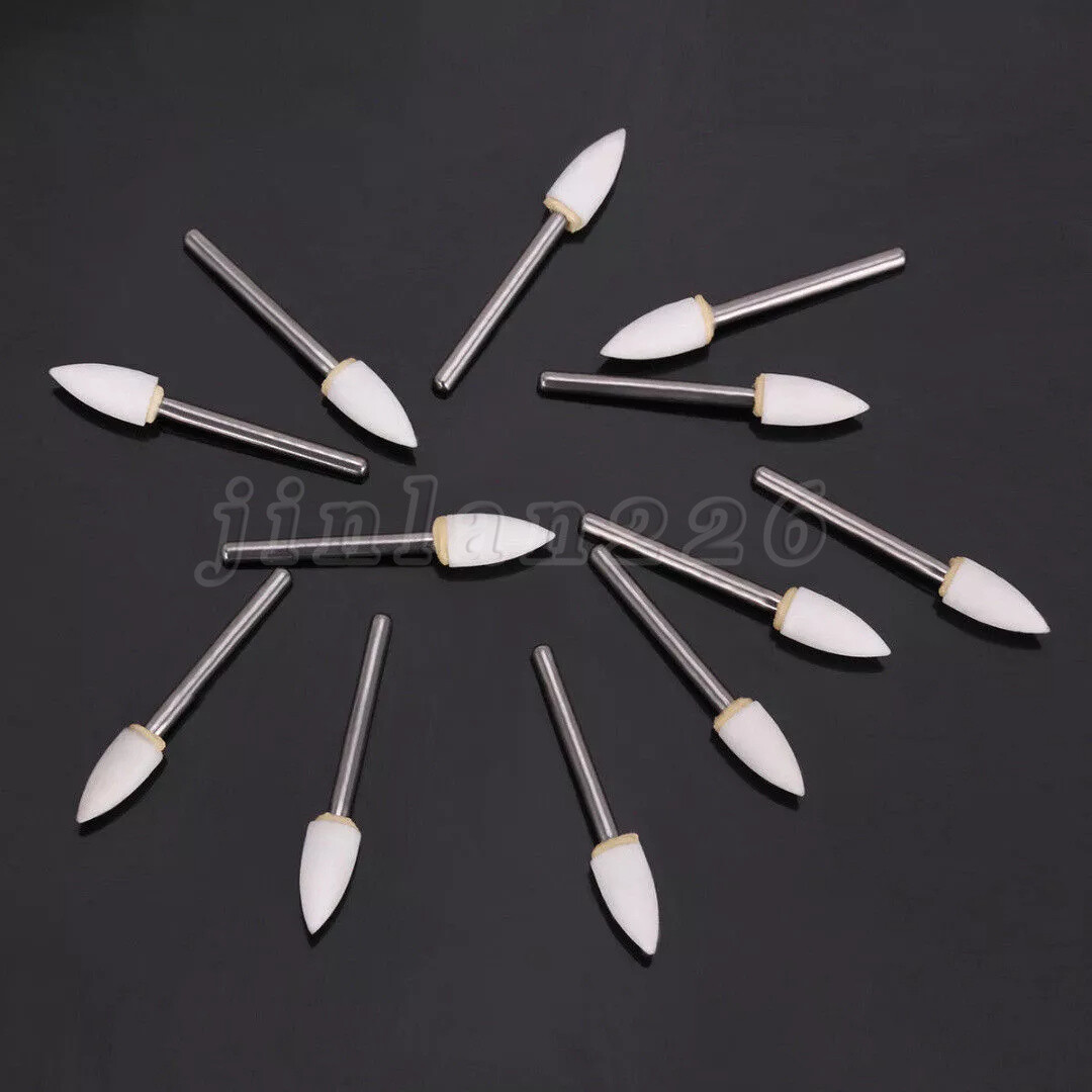 SANDENT Dental White Stone Polishing Burs FG Aluminum Oxide Flame Shape