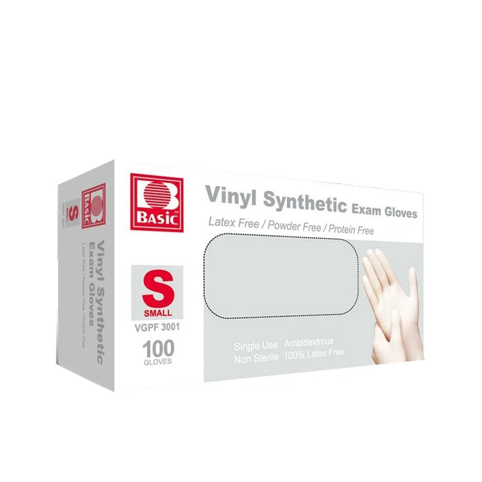 Disposable Vinyl Gloves, Latex Free Powder Free, Clear Food Safe Gloves S M L