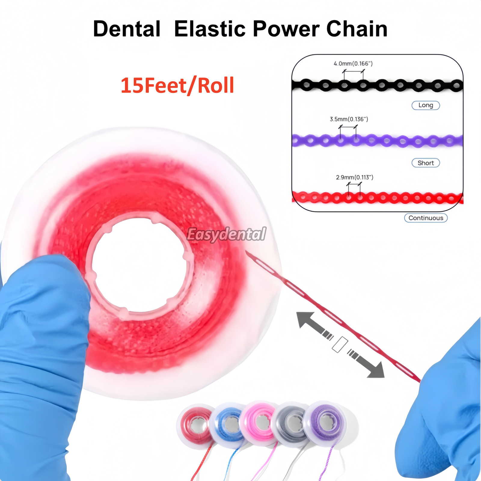 Dental Orthodontic Elastic Rubber Power Chain Braces Bands Short/Long/Close