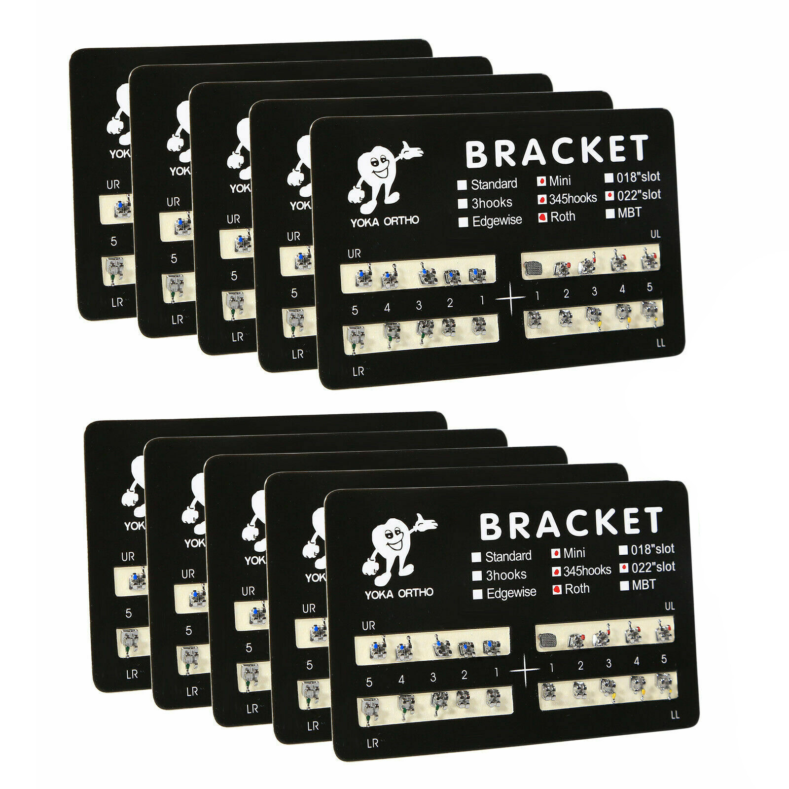 YOKA Dental Ortho Metal Brackets Braces Mini Standard Roth MBT 022 018 345 Hooks