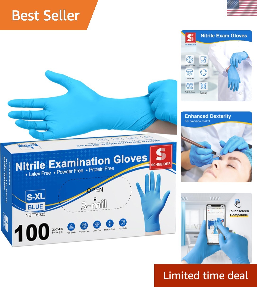 High-Quality Disposable Nitrile Gloves – Textured, Ambidextrous, Medical Use