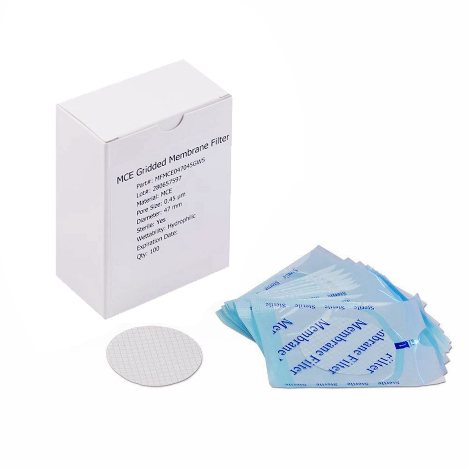 Mixed Cellulose Ester MCE Membrane Filter Grid,Hydrophobic 0.45µm 47mm,6000pcs