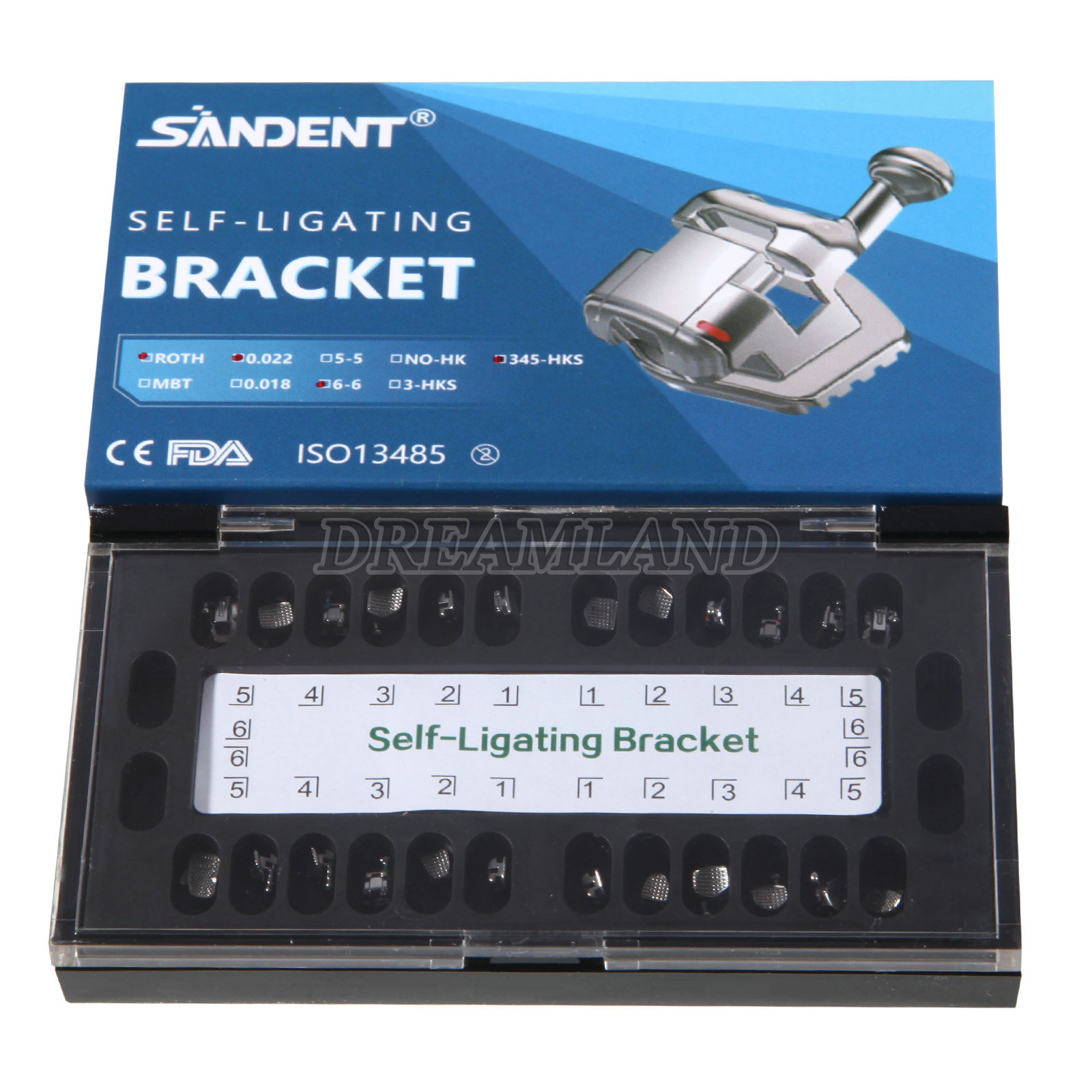 SANDENT Dental Metal Self-Ligating Brackets Braces Mini Roth.022 Hooks 345