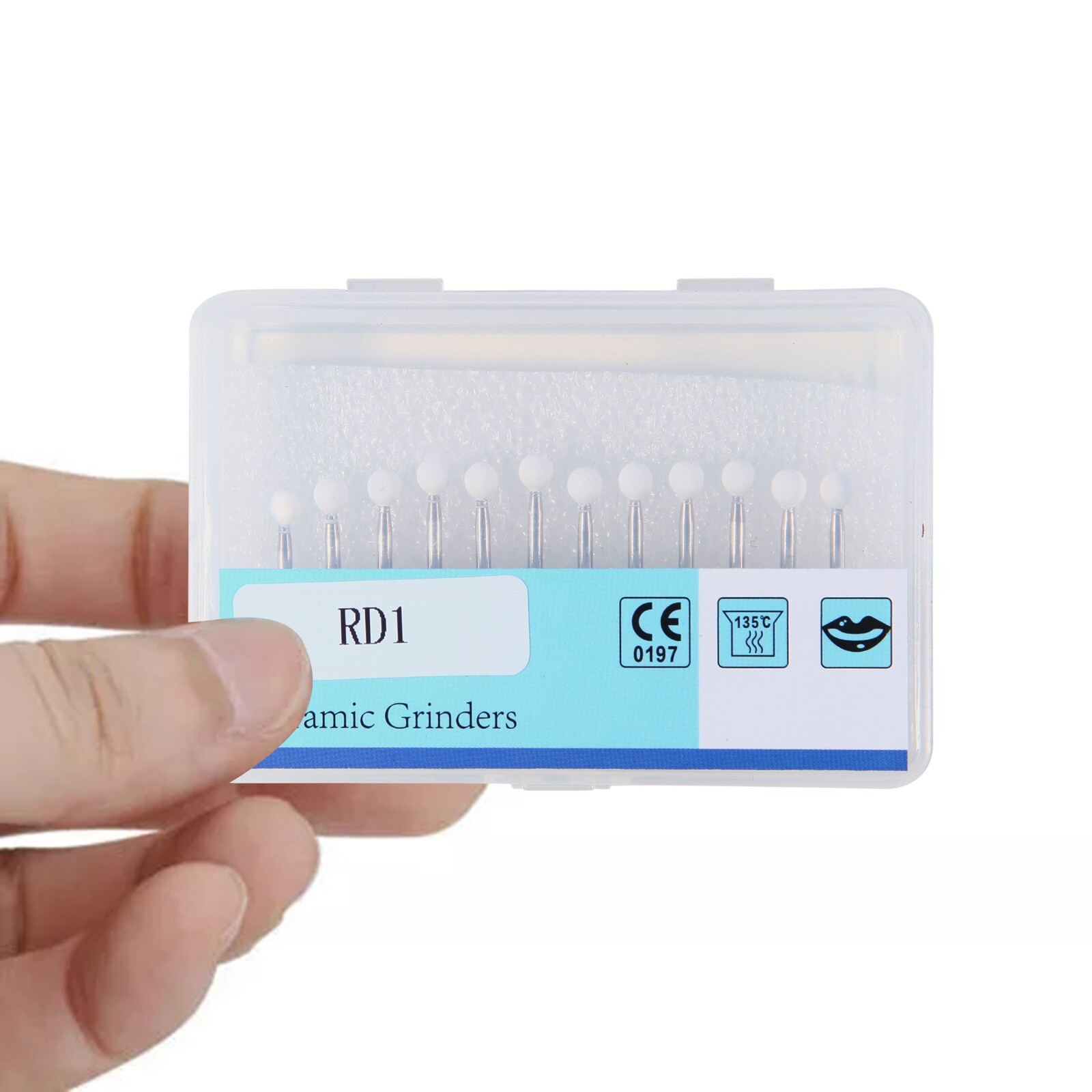 Dental White Stone Round Mounted Polishing Burs- FG 12/pks Abrasion Point Bur MD
