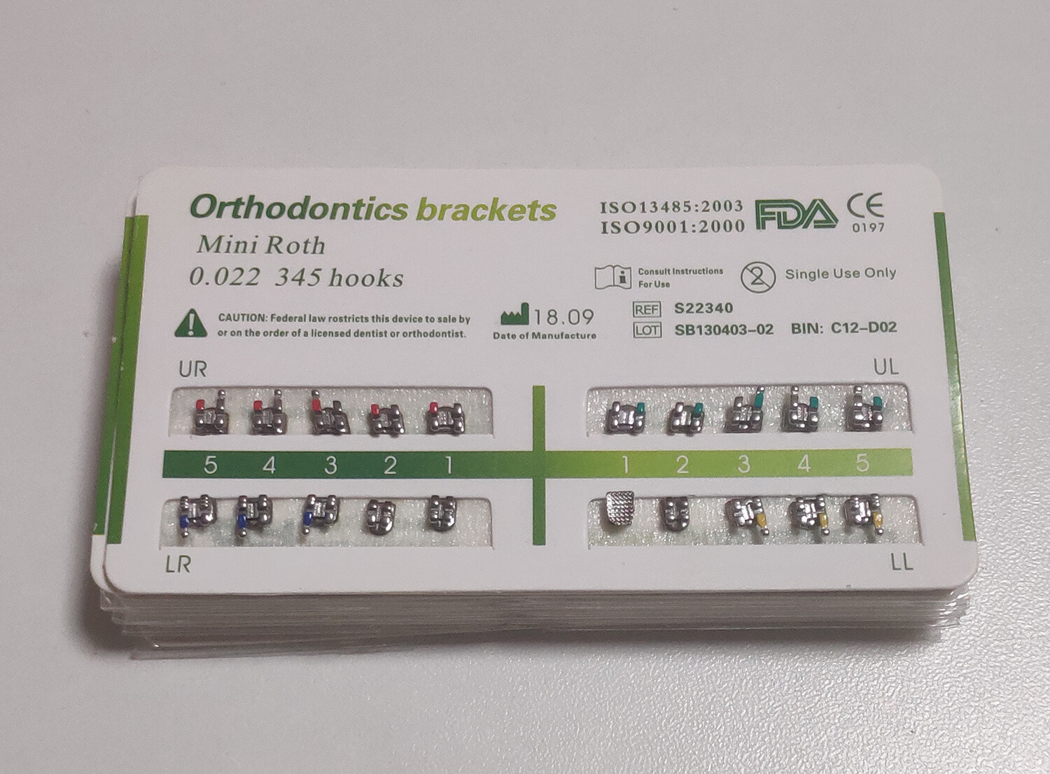 10 Sets Dental Metal Bracket MIM Monoblock Mini Roth 022 345 hooks Mesh Base