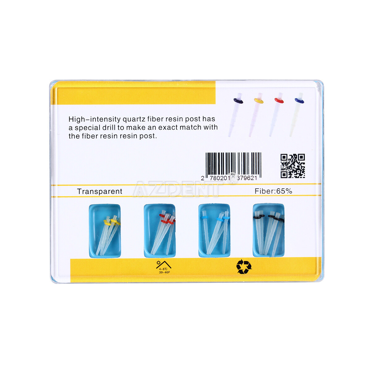 5 Packs Dental Fiber Posts Glass Quartz Resin Screw Thread Restorative 4Drills