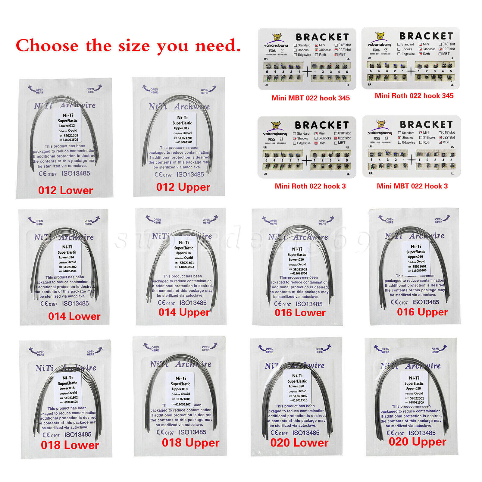 Dental Orthodontic Bracket Braces 022 / Super Elastic Niti Round Arch Wires USA