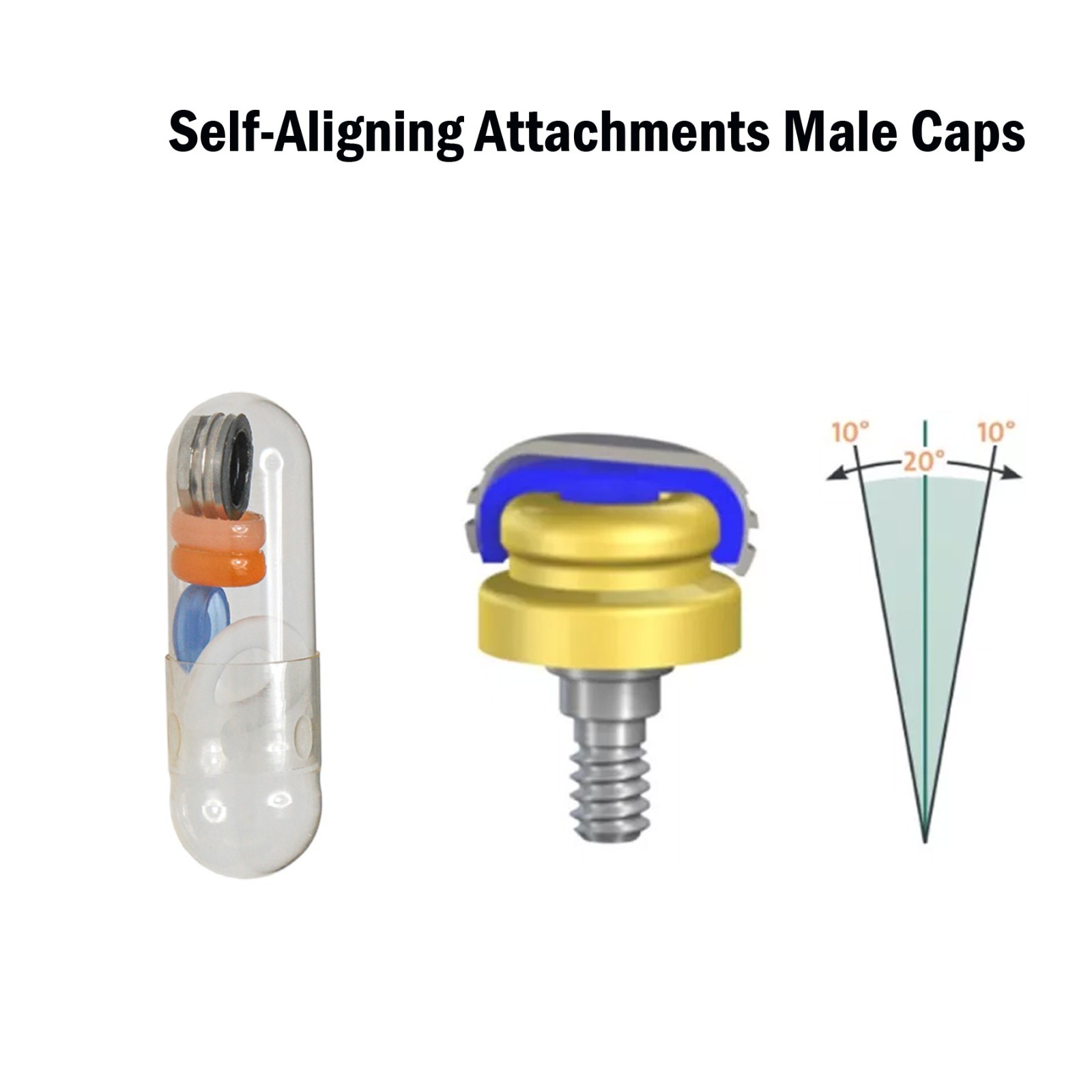 US Dental Locator Abutment Overdenture Retention Male Caps Inserts Metal Housing