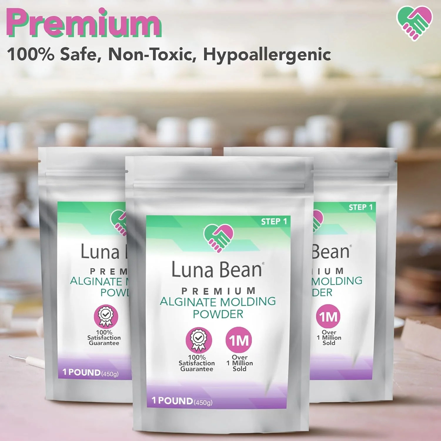 Casting Keepsakes Luna Bean Alginate Molding Powder Refill for Hand Casting Kit