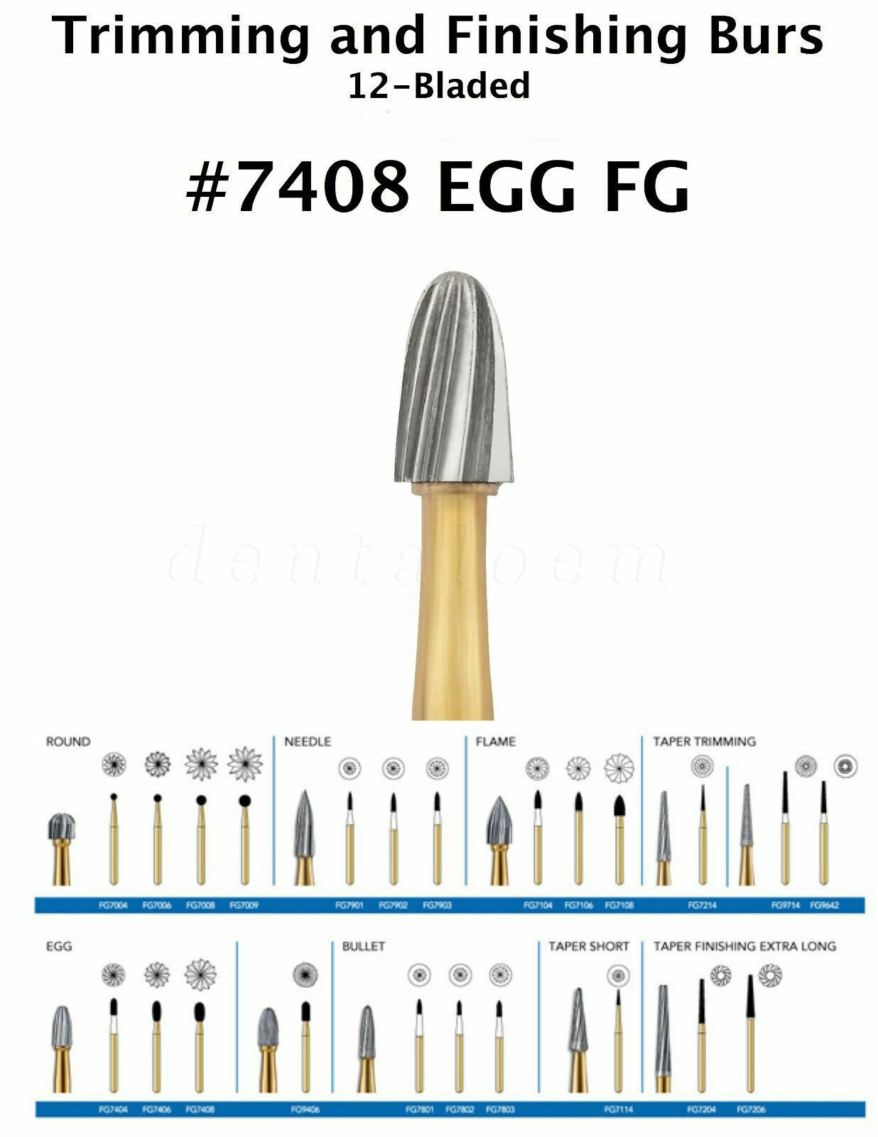 Dental Trimming/Finishing Gold FG Burs Tungsten Carbide High Speed SANDENT