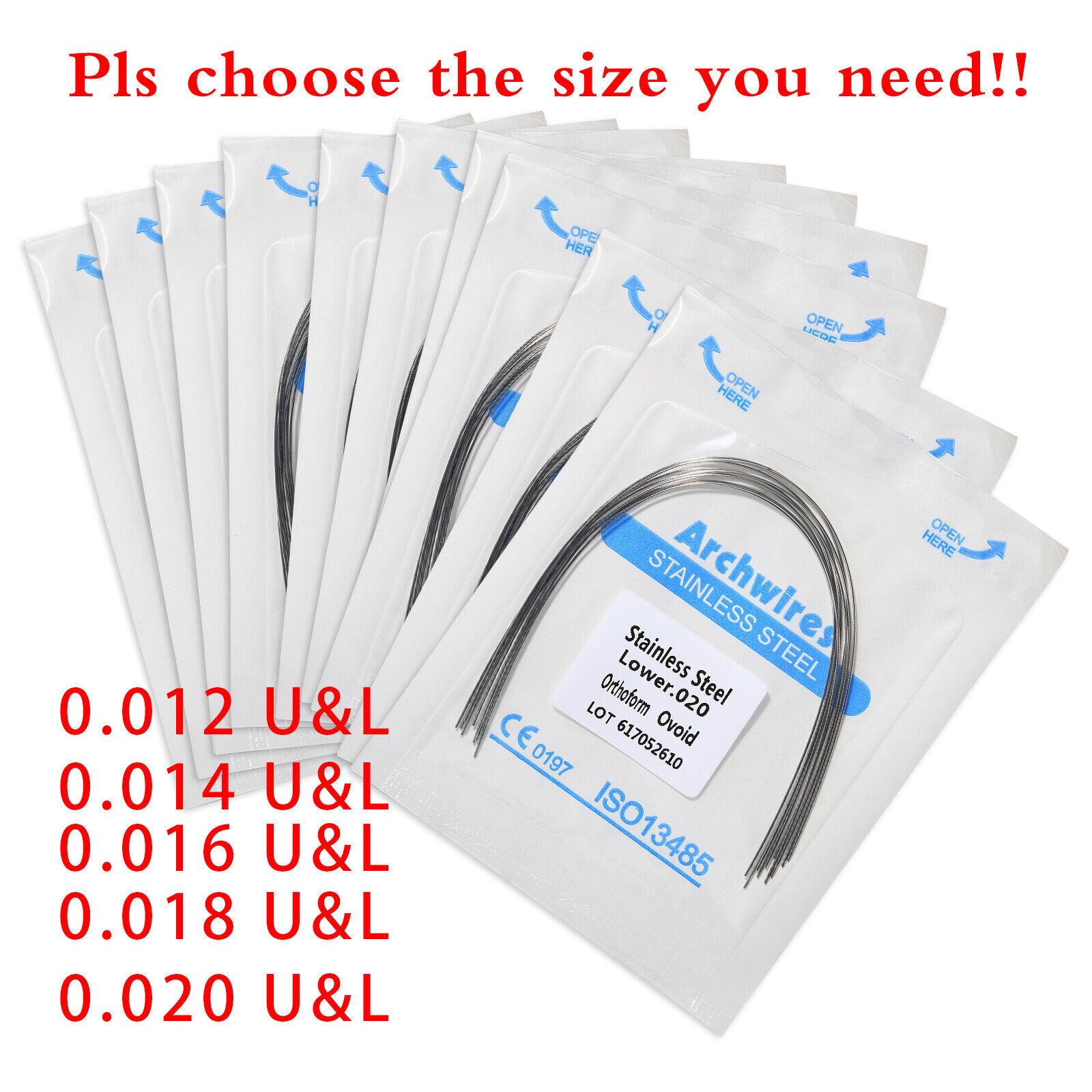 Dental Orthodontic Arch Wire Stainless Steel Round Oval Ovoid 012-020 Upper