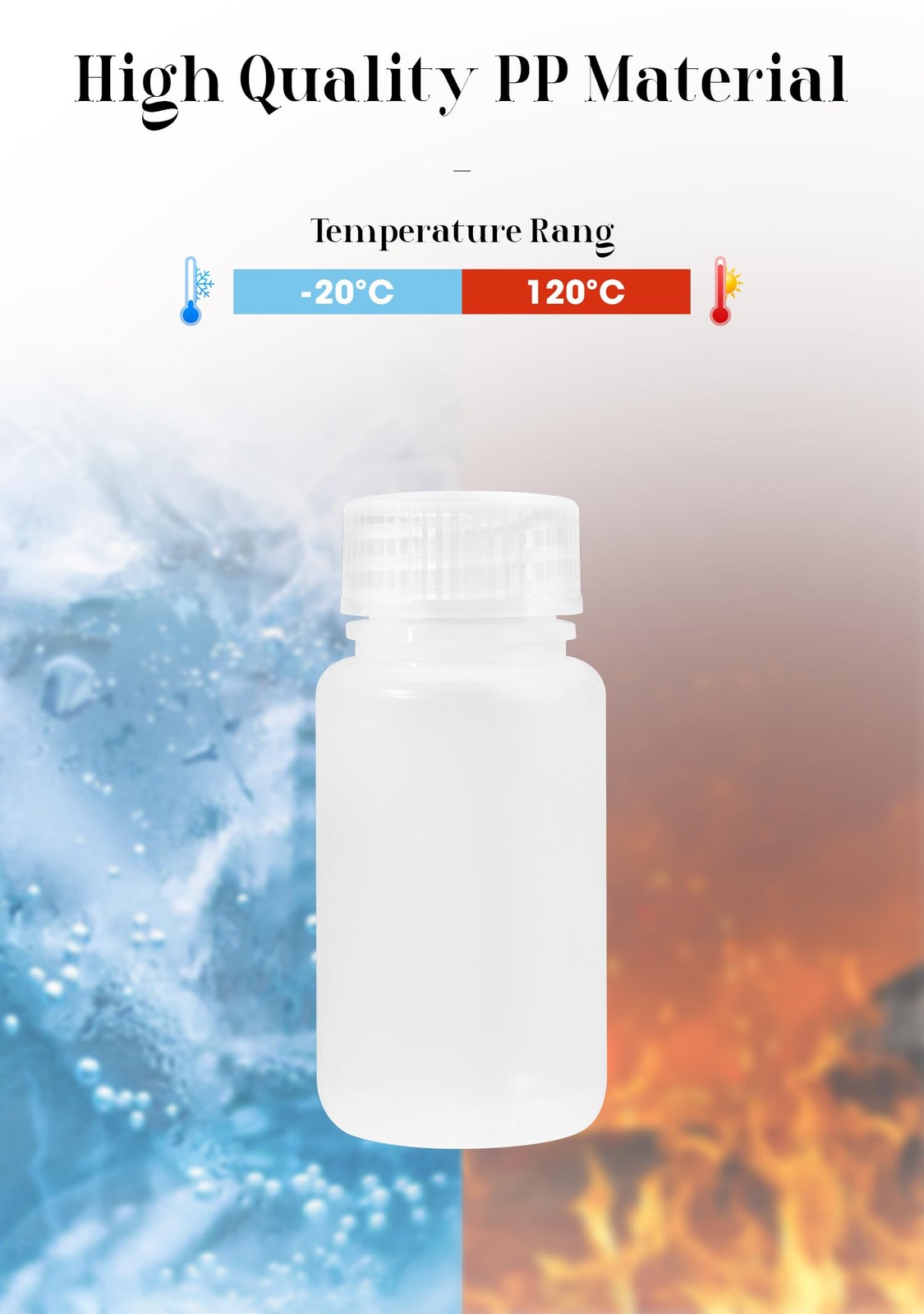 JIBENGAO 2 oz Sample Bottles Wide Mouth Plastic 60ML-12PCS, White