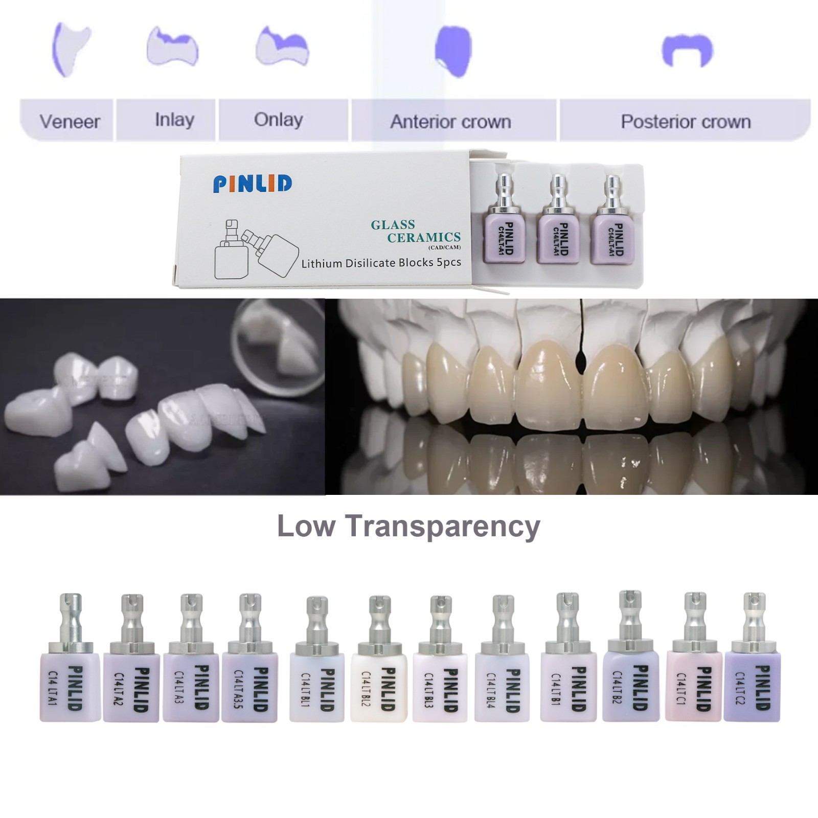 C14 LT Dental Ceramic Lithium Dislicate Blocks For Sirona Cerec E-max CAD CAM