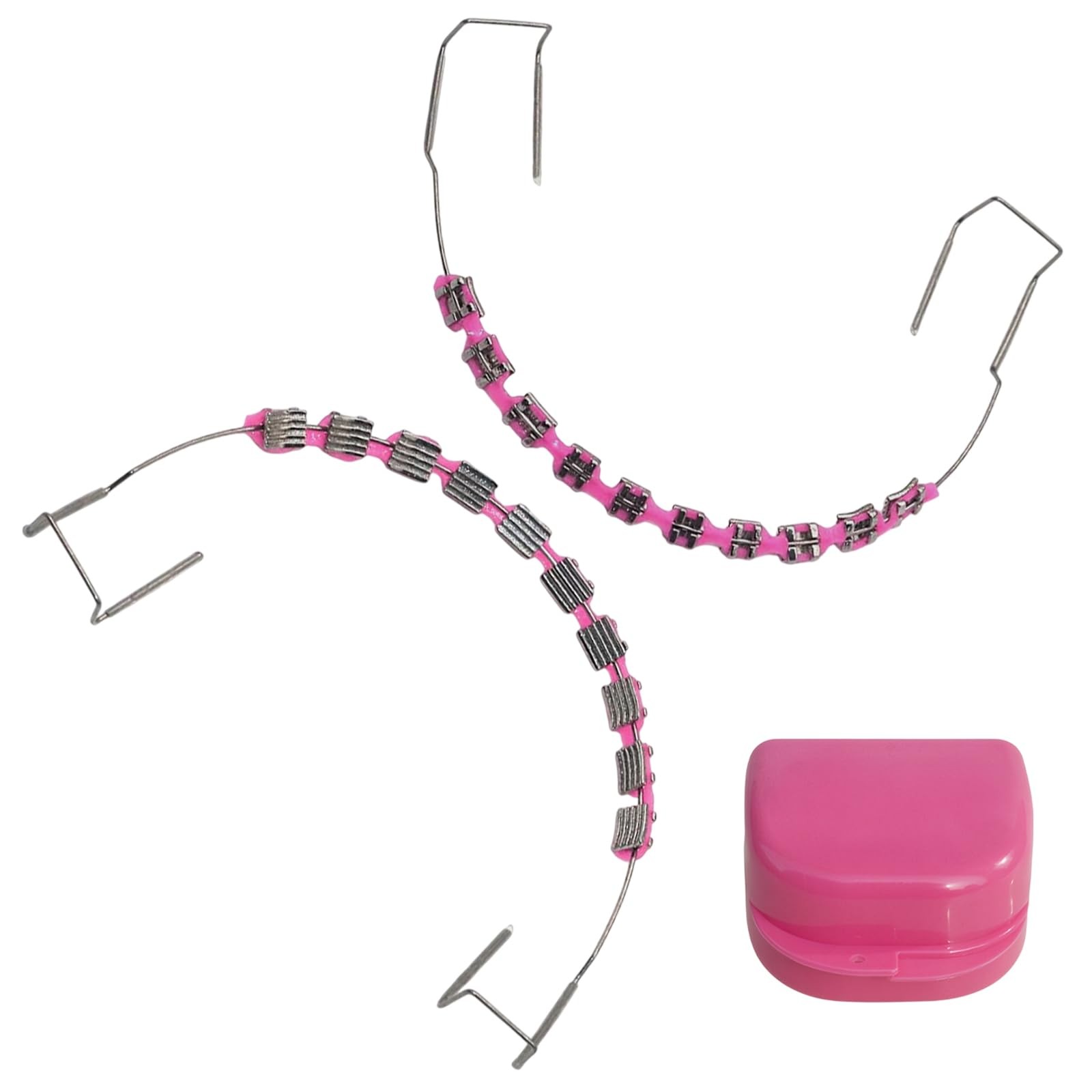 1 Pack Fake Braces, Temporary Tooth Decoration with Metal Wires, Pink