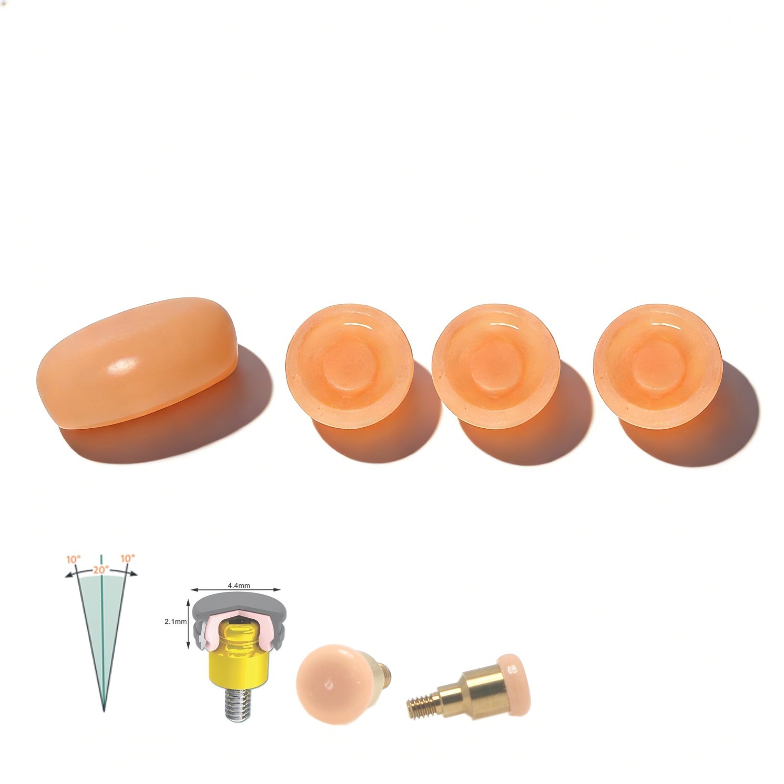 US Dental fit ZEST locator Male Cap Inserts Standard Angle Range 20°-1.2/2.4lbs