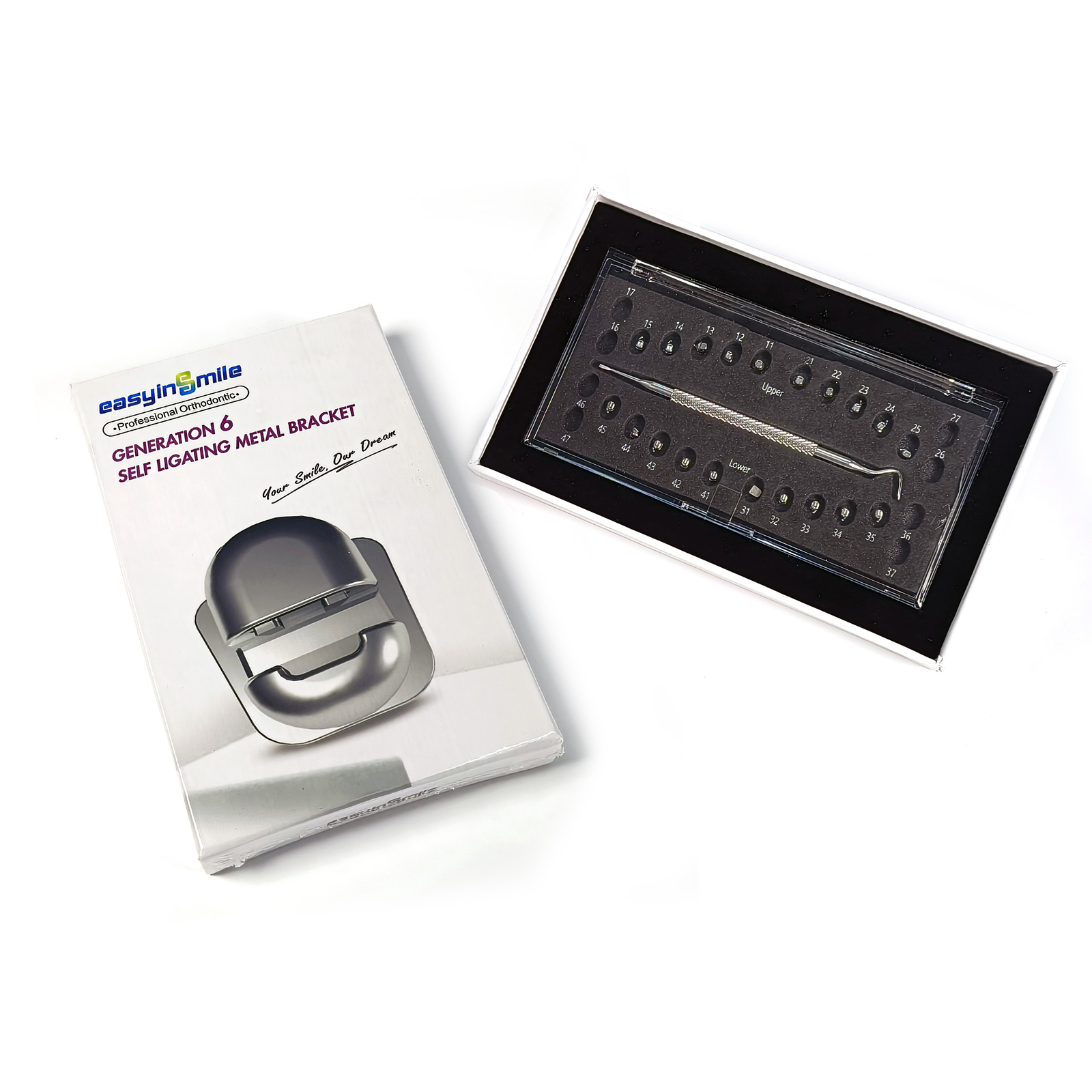 20pcs/pack Dental Ortho Metal Brackets Spherical Monoblock Self-Ligating Bracket