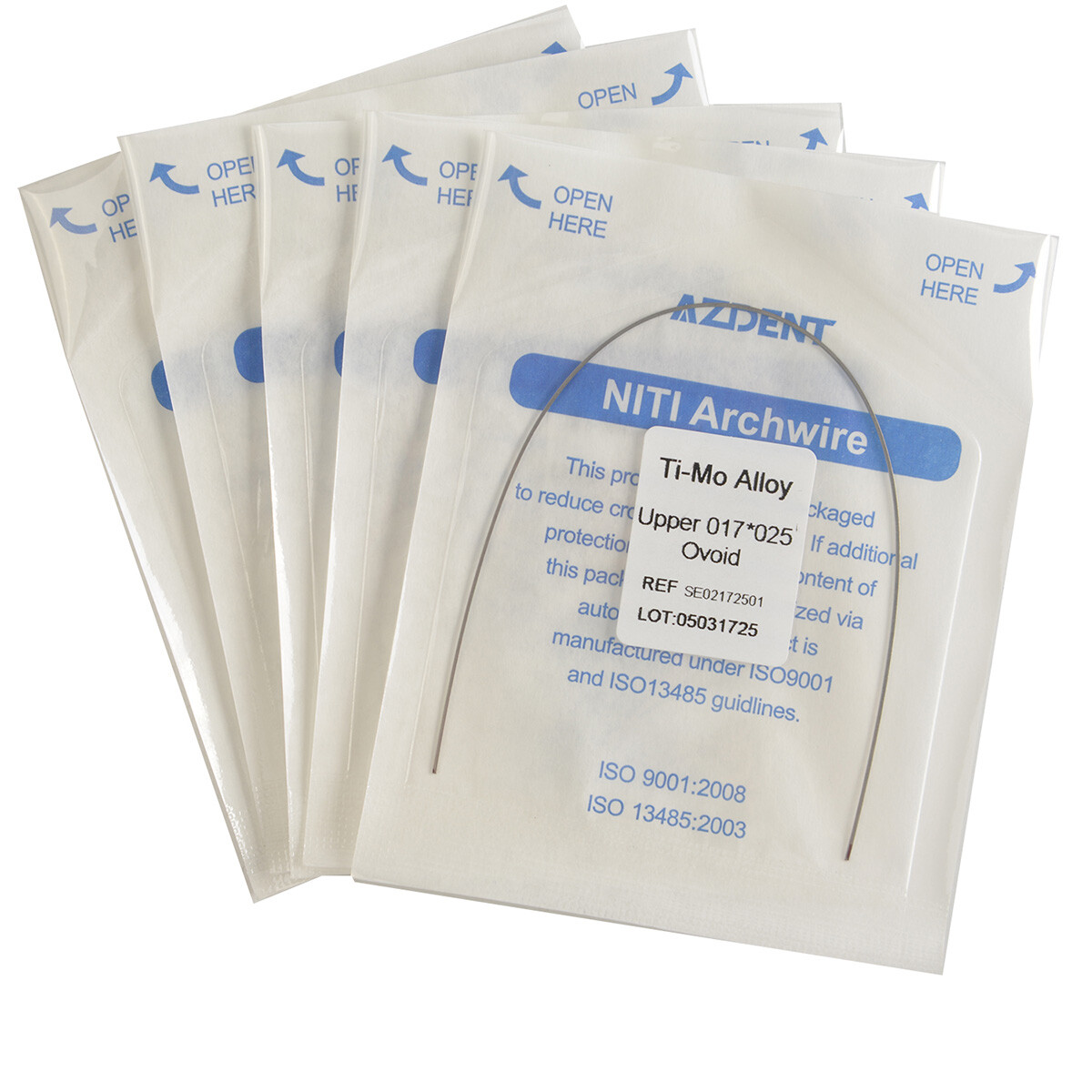 Dental Ortho TMA Titanium Molybdenum Alloy Arch Wires 19*25/17*25 Upper/Lower