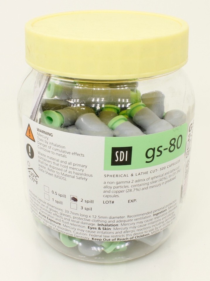 SDI GS-80 Amalgam Alloy Regular Set Dental Spill-2 (50 Capsules) Jar