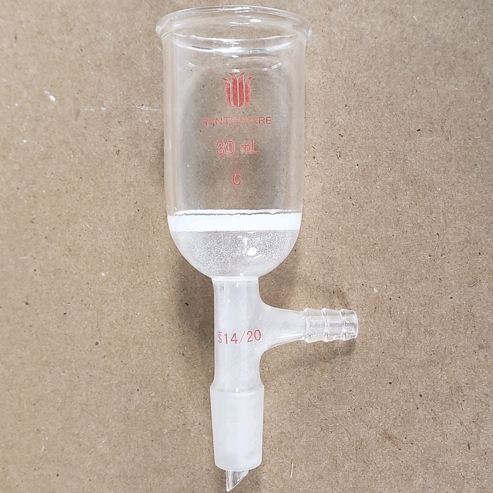 Synthware F363014C Glass Buchner funnel 30mL Coarse Frit Disc 14/20 S/N Joint