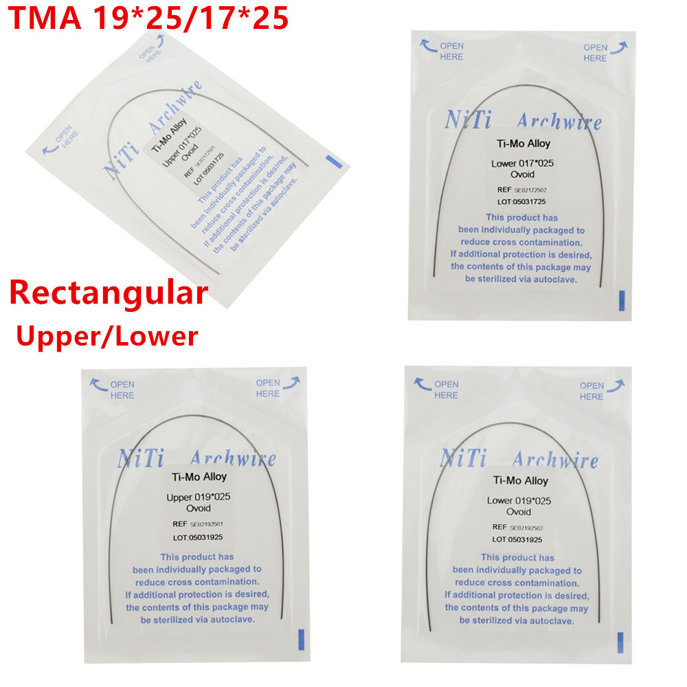 Dental Ortho Titanium Molybdenum Alloy Arch Wires TMA 19*25/17*25 Upper/Lower