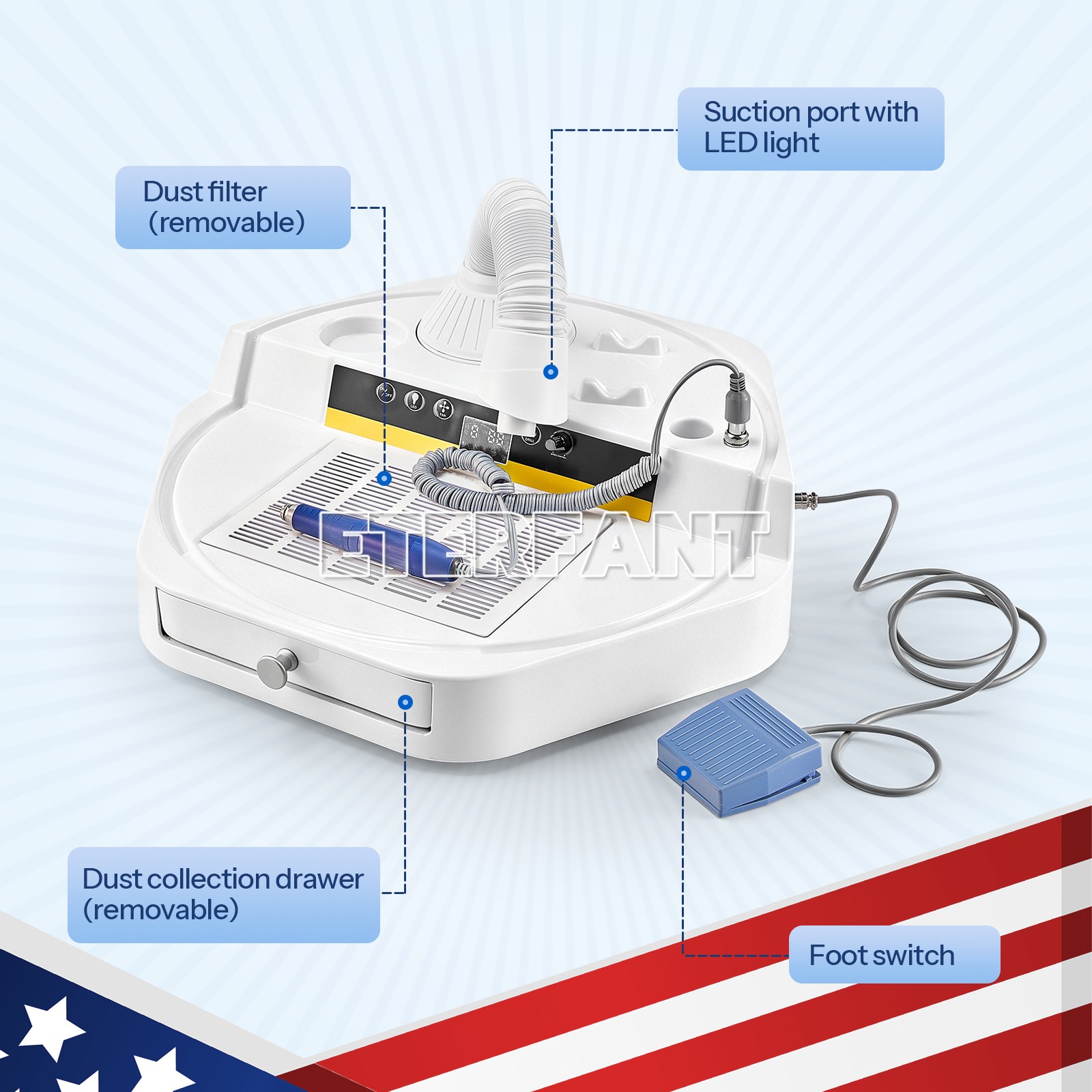 Dental Twin Pen Sandblaster with 2 Al Tanks/Dust-Free Grinding Machine with LED