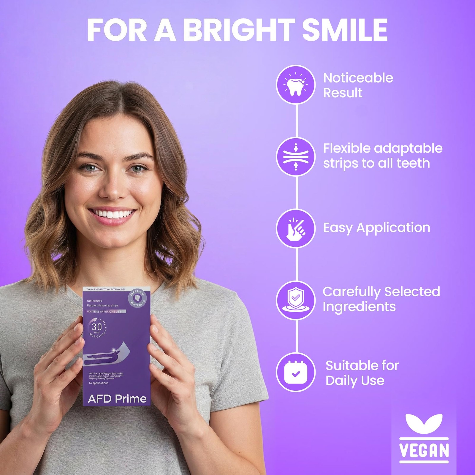 AFD Prime Purple Teeth Whitening Strips for 1 Count (Pack of 14),