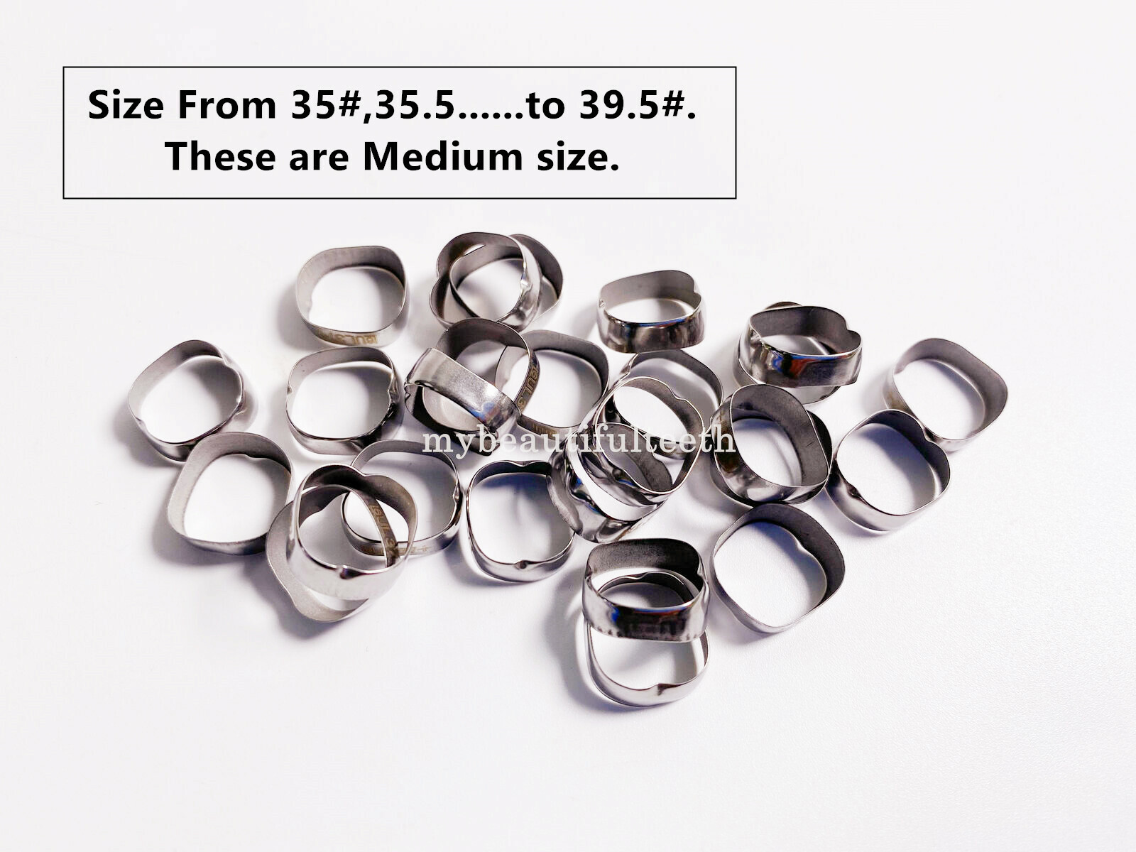 200Pcs Dental 1st Molar Plain Band Clean Molar Bands Orthodontic Medium 35to39.5