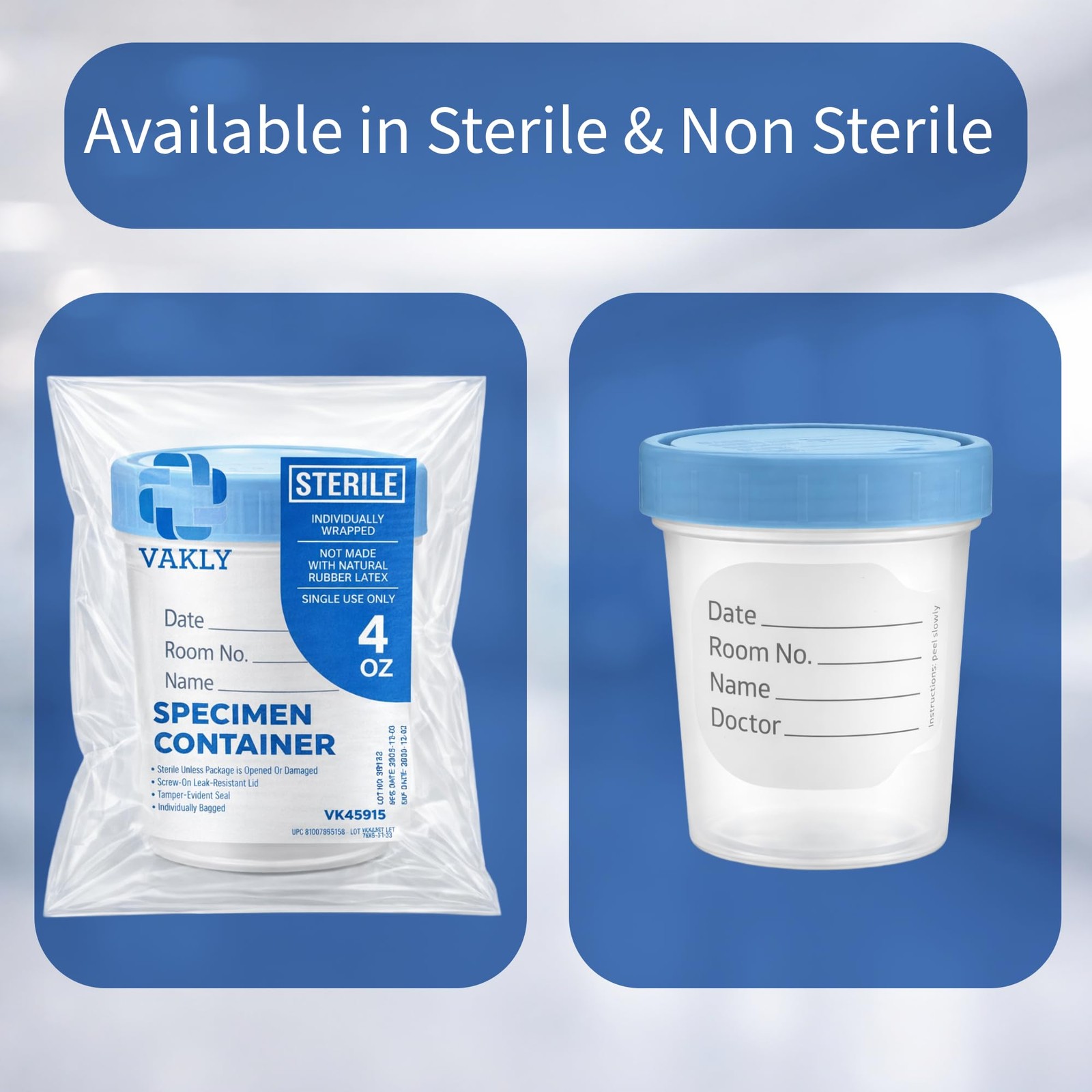 Vakly Sterile Specimen Cups 4 oz [3 Count] – Urine Collection Cups,…