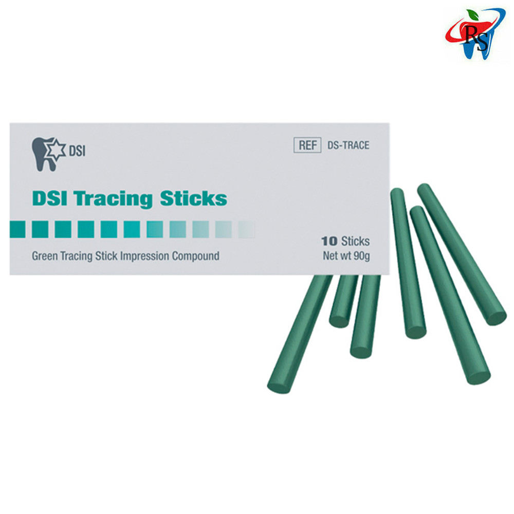 Dental Thermoplastic Wax Rods 90 g DSI Tracing Sticks 10pcs Green Impression
