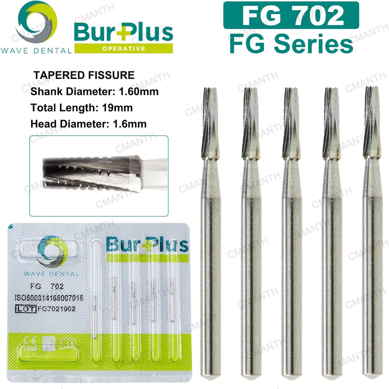 Wave Dental Surgical Carbide Burs Friction Grip FG Tapered Fissure 701 Long 1958