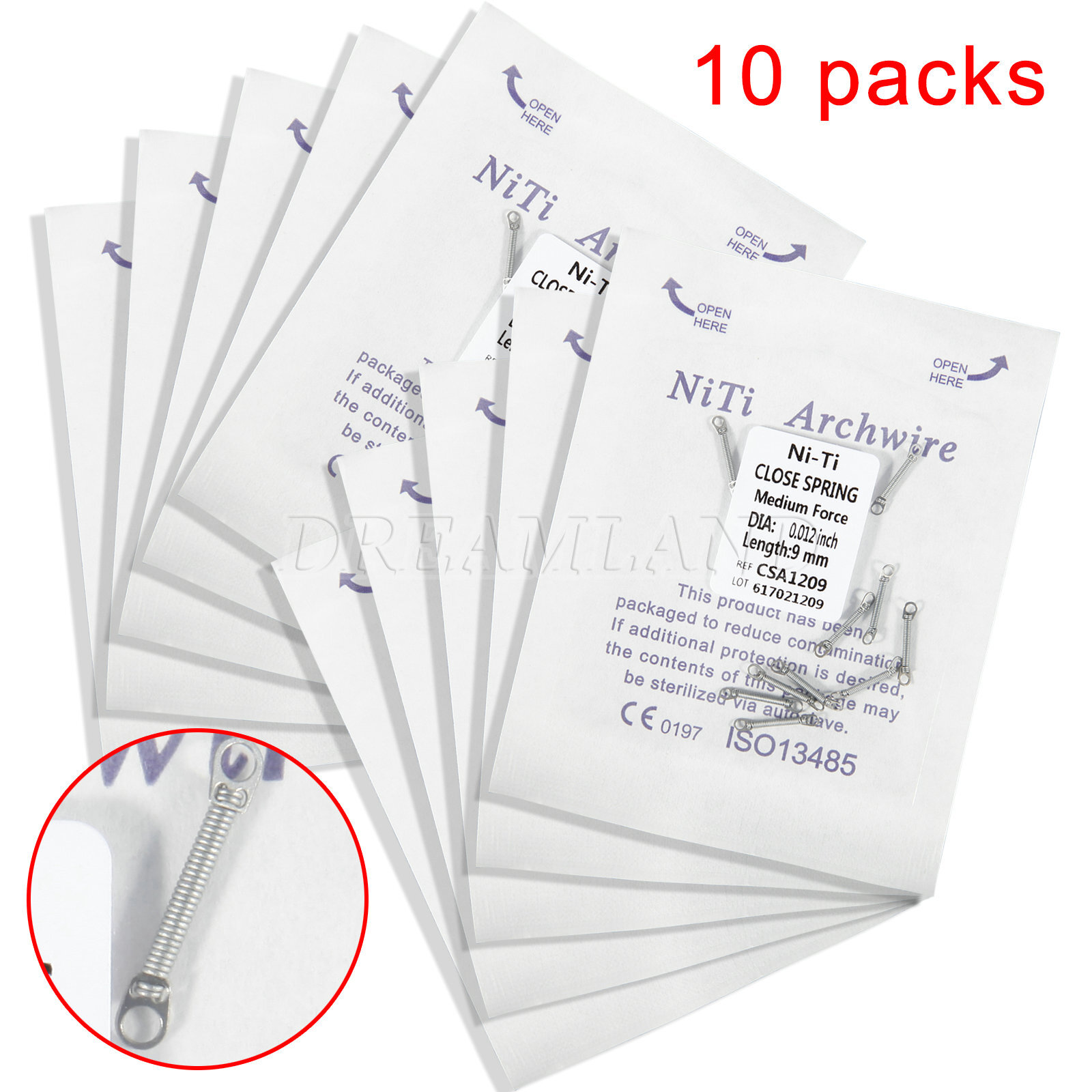 Ortodoncia sale Niti Resorte helicoidal cerrado de alta resistencia 10pcs/Pack