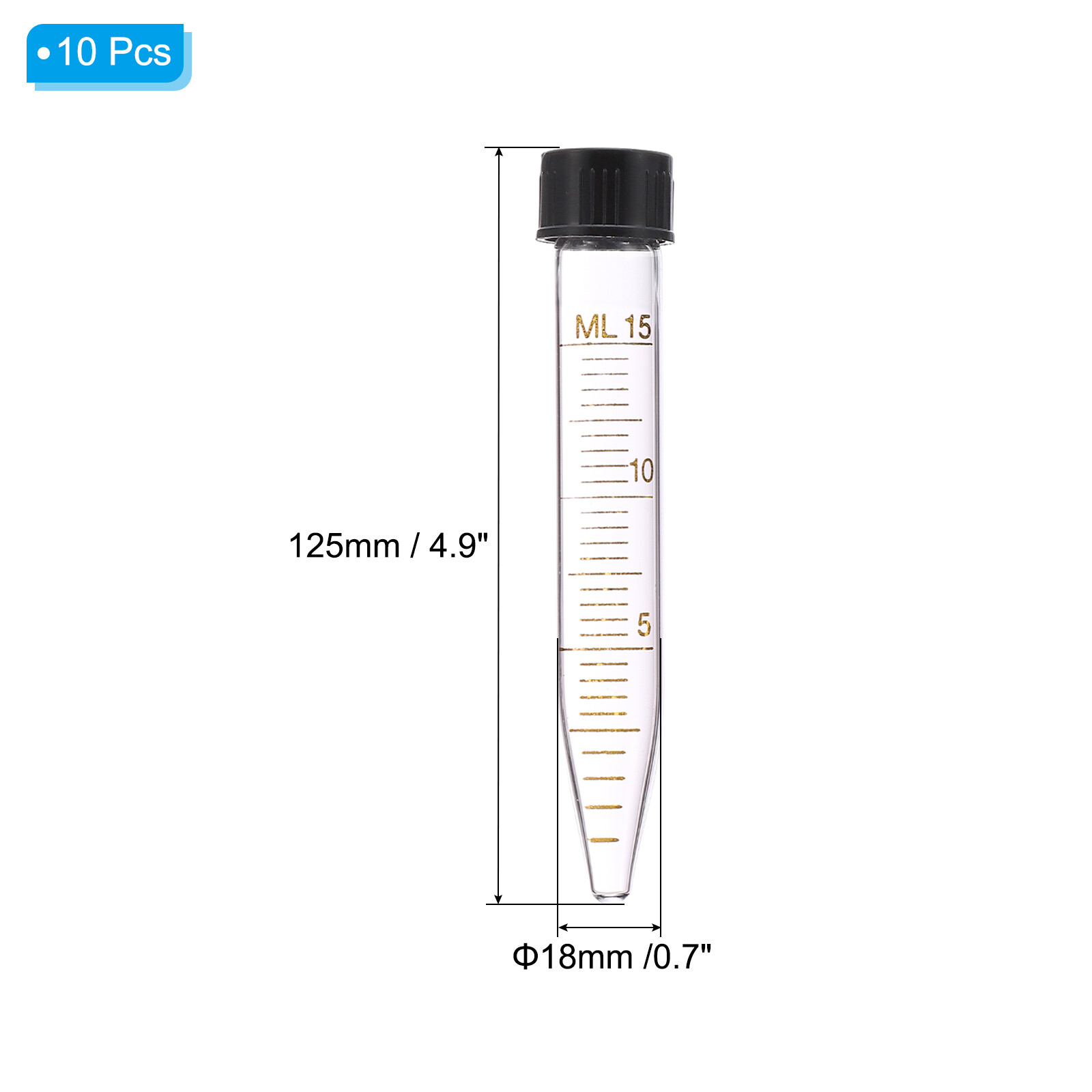 15ml Centrifuge Tubes, 10 Pcs Glass Graduated Centrifuge Vials with Screw Cap