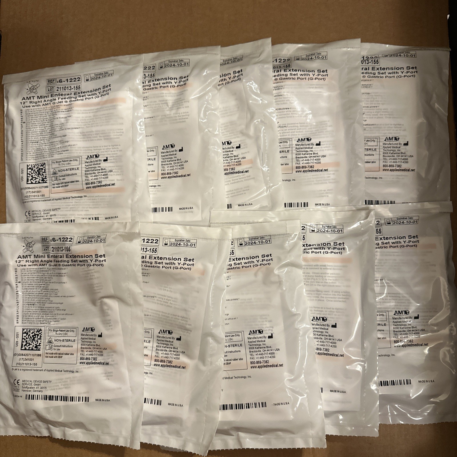 AMT Mini Enteral Extension Set Dual ENFit Y-Port 6-1222-ISOSAF LOT OF 10
