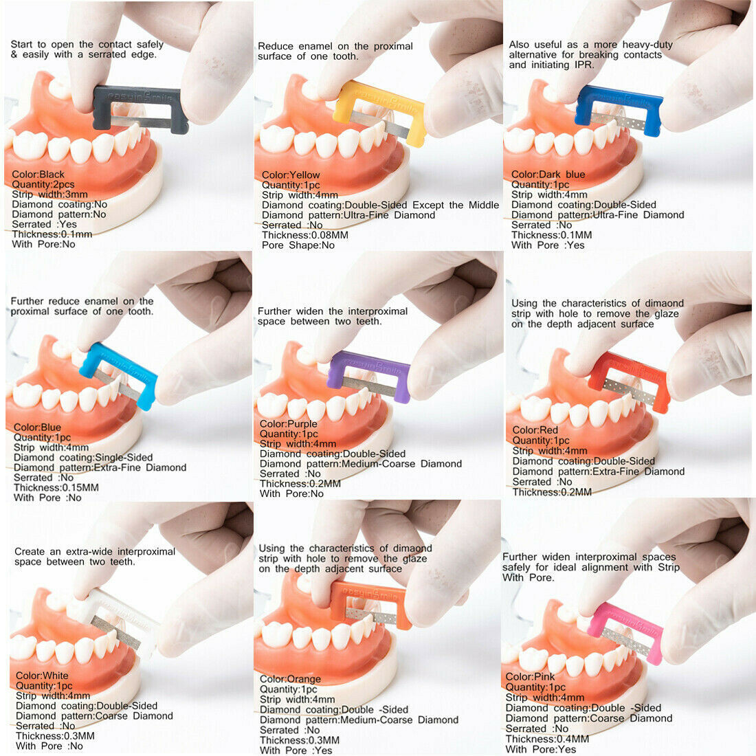 Dental IPR/IR Strip Orthodontic Interproximal strips Enamel Reduction Strip 5Pk